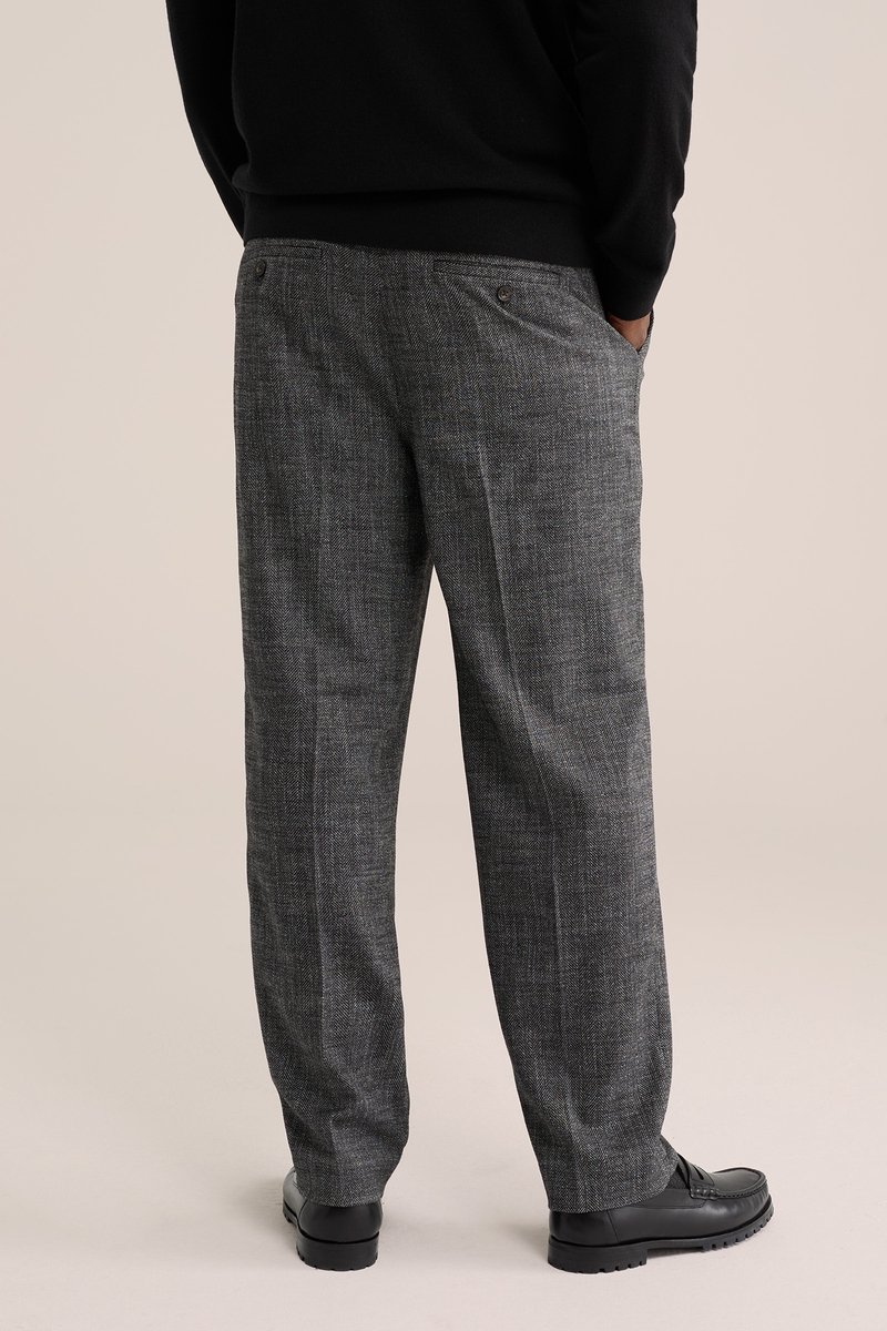 WE Fashion Heren tapared fit pantalon met bandplooi en structuur