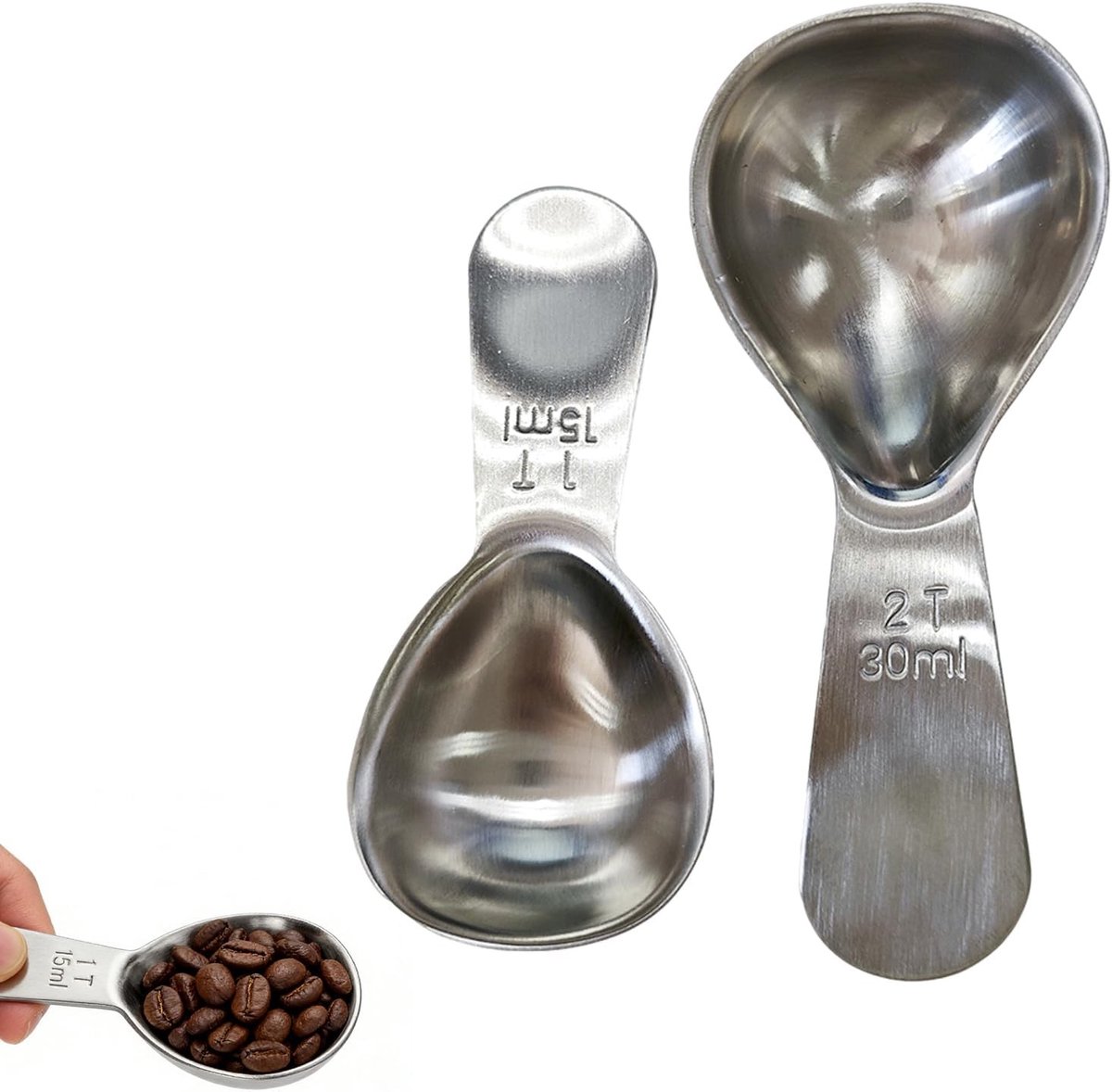 Koffiepoeder Set met Maatlepels en Koffiesorteerder - Roestvrijstalen 18/8 Lepels, Vaatwasserbestendig en Duurzaam, Perfect voor Koffieliefhebbers
