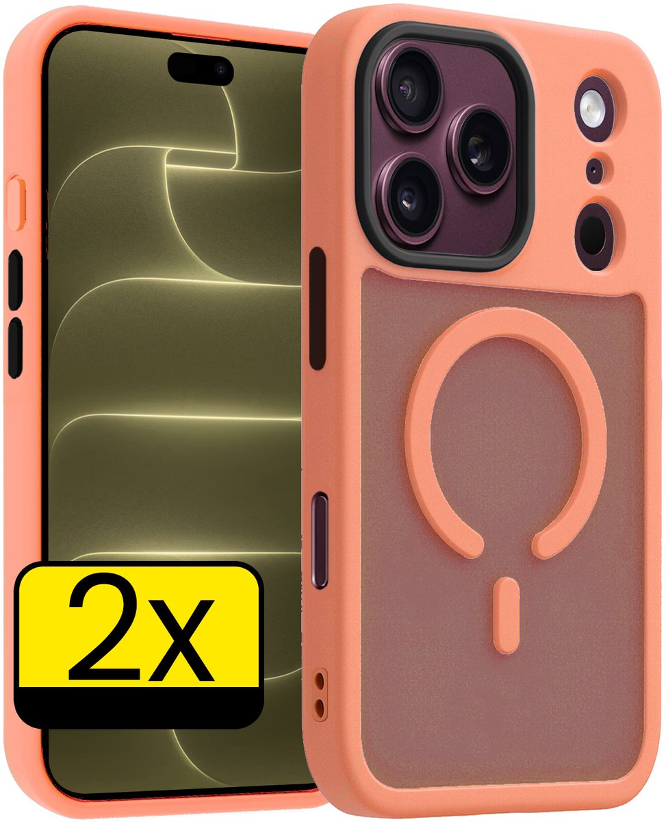 Hoesje - 2 Stuks - Geschikt voor Apple iPhone 18 Pro Max - Magsafe Compatible - Sterk & Shockproof - Back Cover - Shock Proof Case - Telefoon Hoes - Telefoonhoesjes - Perzik