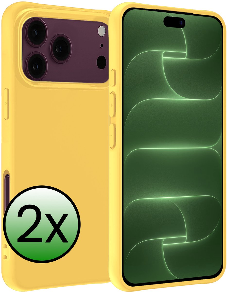 Hoesje 2 Stuks - Geschikt voor Apple iPhone 18 Pro - Sterk & Shockproof - Case Siliconen - Back Cover - Telefoon Hoes - Geel