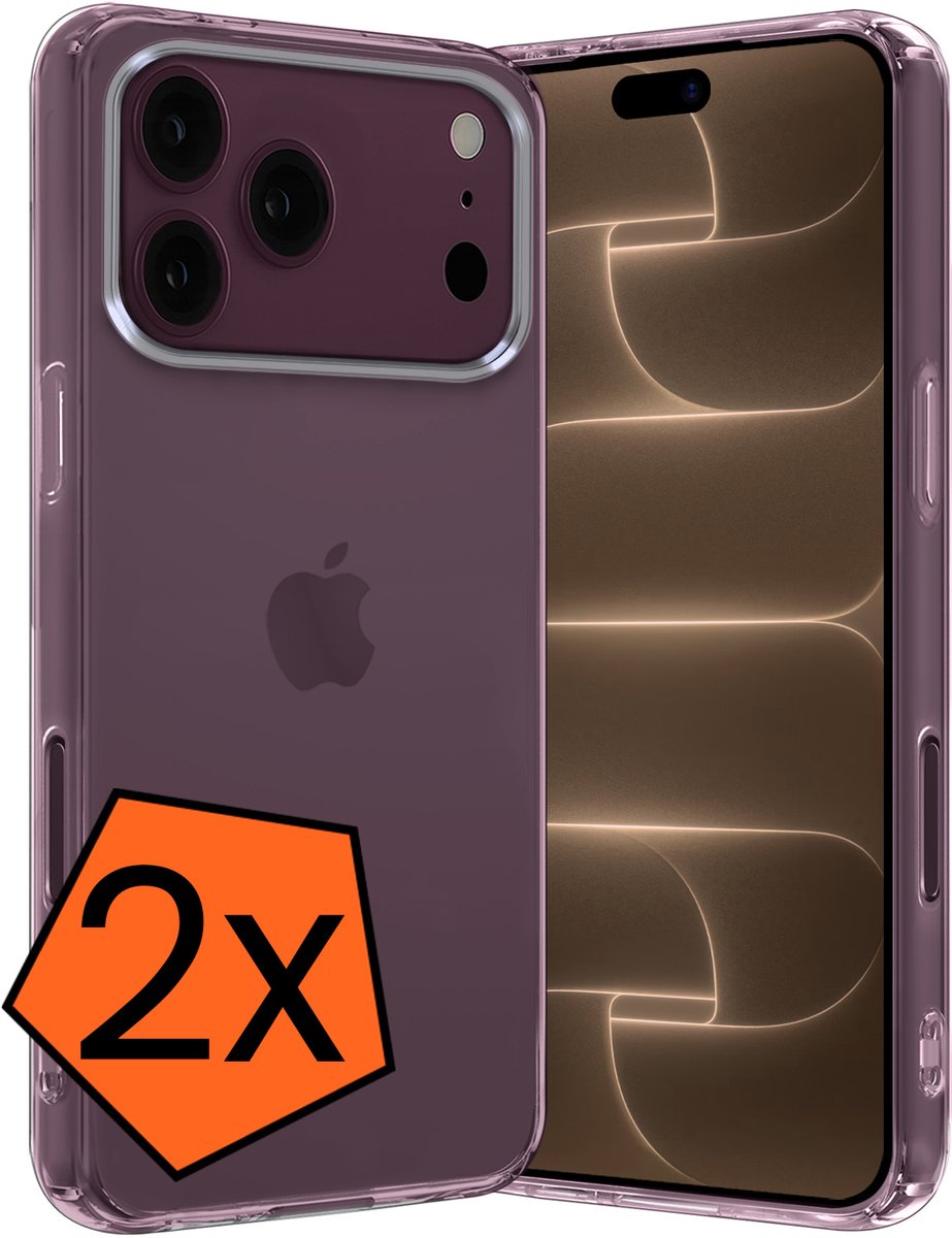 Hoes - 2 Stuks - Geschikt voor Apple iPhone 18 Pro - Sterk & Shockproof - Case Siliconen - Back Cover - Telefoon Hoes - Transparant
