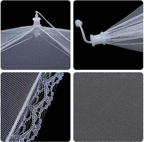 Pack of 4 Folding Net Cover Foldable Food Lid for Outdoor Kitchen Food Lace Trim Prevent Fly Insects White 32 x 32 cm - ShopVlot — afbeelding 2