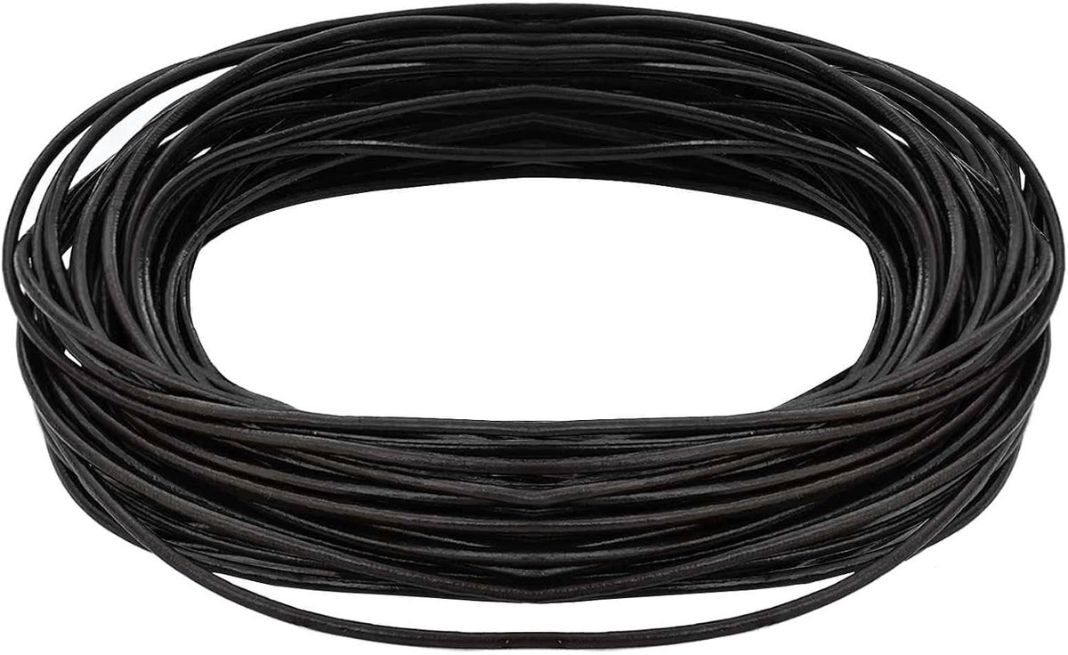 Leren koord, donkerbruin, 1 mm x 5 m, ronde riem voor het maken van sieraden, knutselkoord voor doe-het-zelfprojecten en decoratie