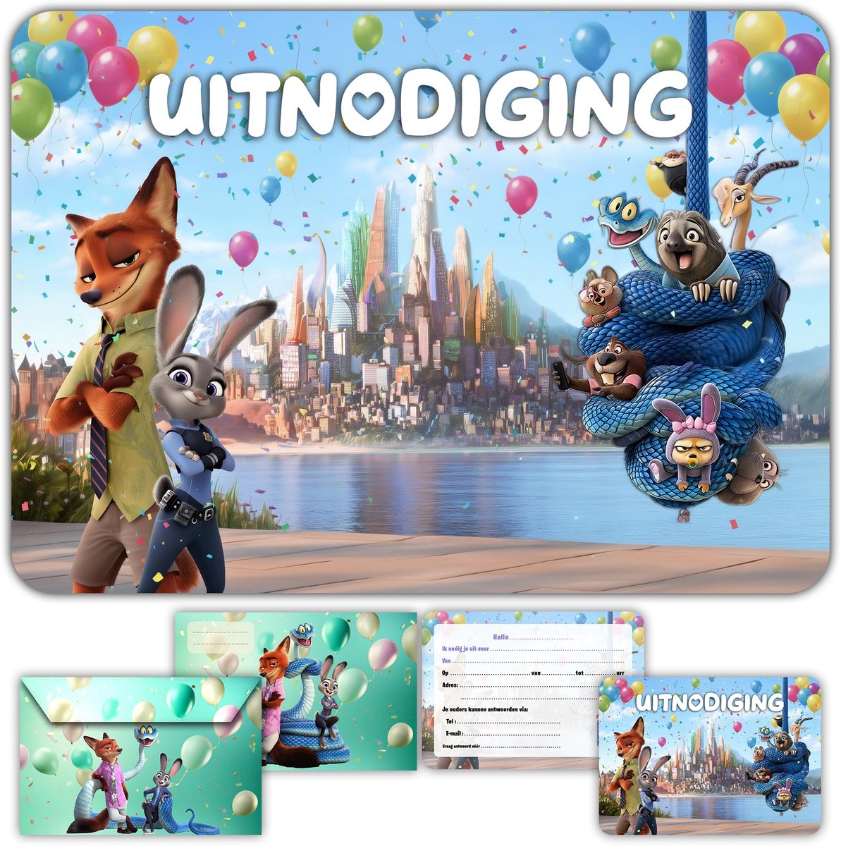 Fun4kid 12x Uitnodigingen Kinderfeestje Meisje Jongens met Enveloppen voor Verjaardag - ShopVlot
