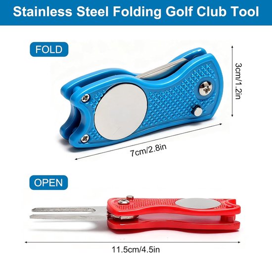 Set van 3 Vouwbare Golf Pitchforks - Duurzaam RVS Accessoire voor Golfbaan, Divot Reparatie en Ball Marker in Diverse Kleuren — afbeelding 5