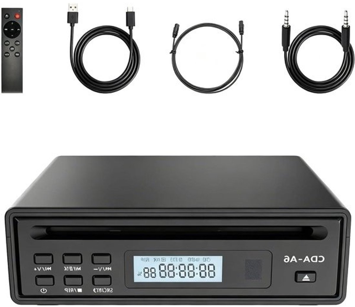 Externe cd-speler - Muziekspeler - Muziek digitaal maken - Lossless hifi-geluid - 160 x 160 x 50 mm - Zwart