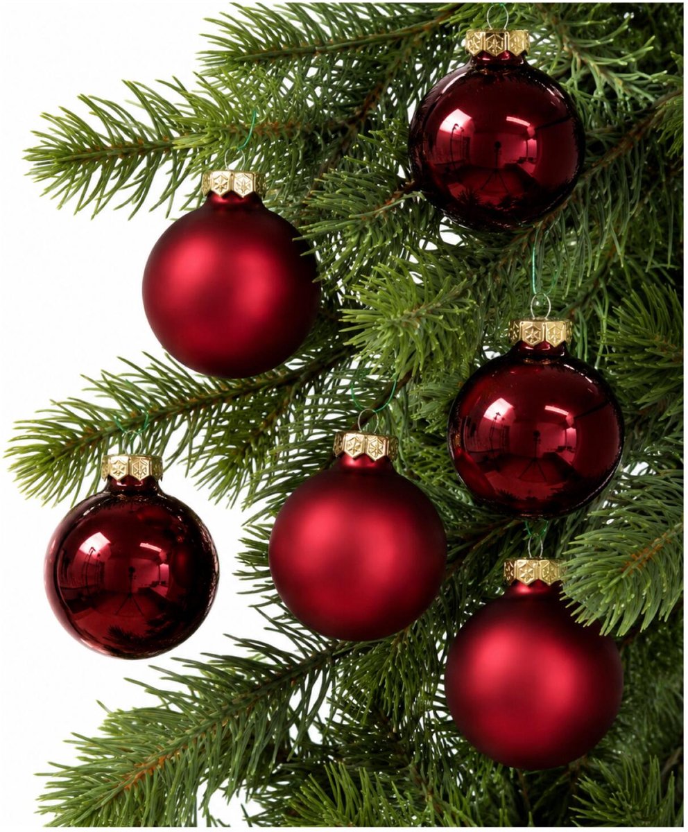 Othmar Decorations kerstballen - 60x - donkerrood - glas - 57 mm - glans/mat
