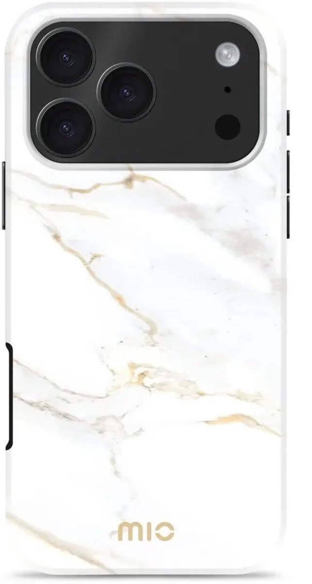 MIO Hoesje Geschikt voor Apple iPhone 18 Pro Max / 17 Pro Max - Compatibel met MagSafe / Qi2 - Hard Shell Back Cover Case White Marble