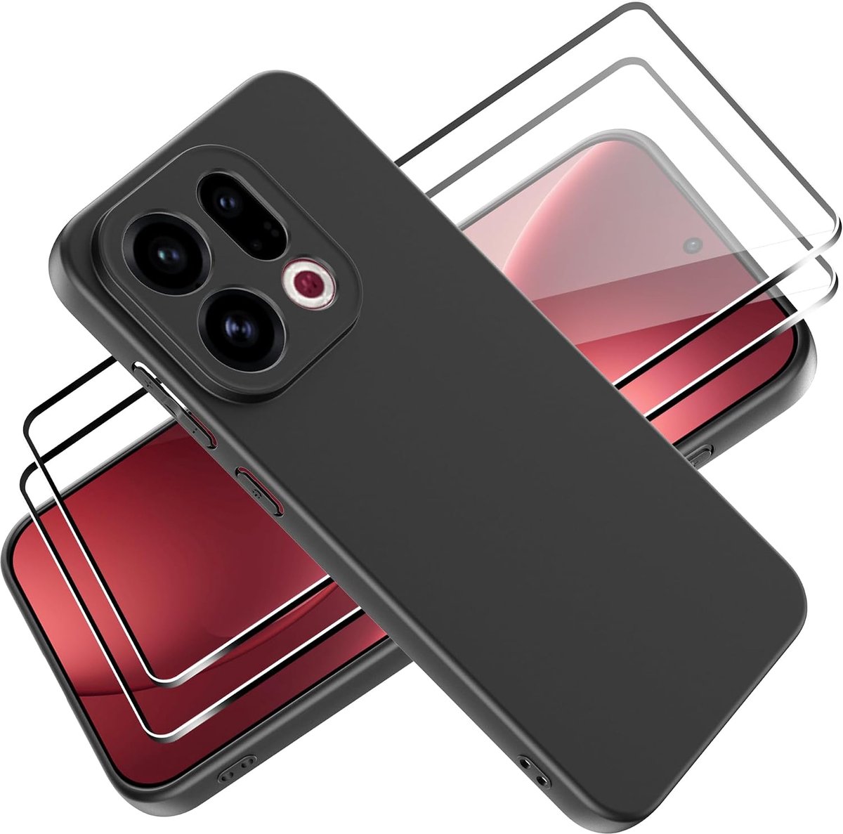 Tieeyivv Oppo Find X9 Case with 2 Pieces Tempered Glass Screen Protector Screen Protector Soft Matte Phone Case - ShopVlot