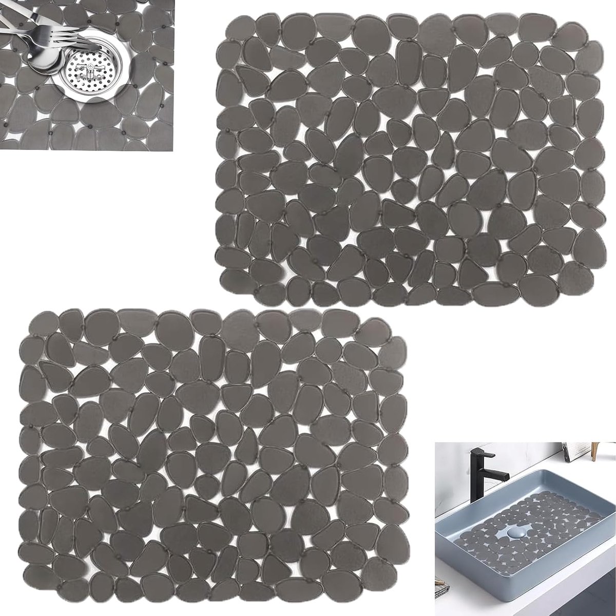 Pack of 2 Kitchen Sink Mat for Kitchen Sink Protective Mat Practical PVC Sink Mat for Kitchen Sink Protective Mat for - ShopVlot