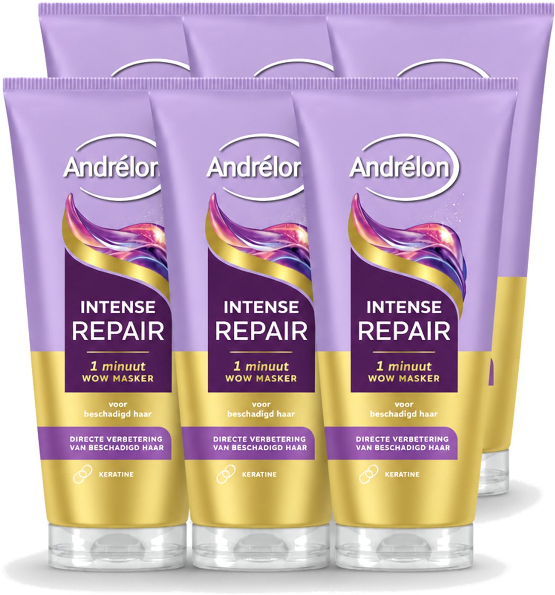 6 x Andrélon – Haarmasker WOW – Intense Repair – 180 ml - Voordeelverpakking - 6 stuks