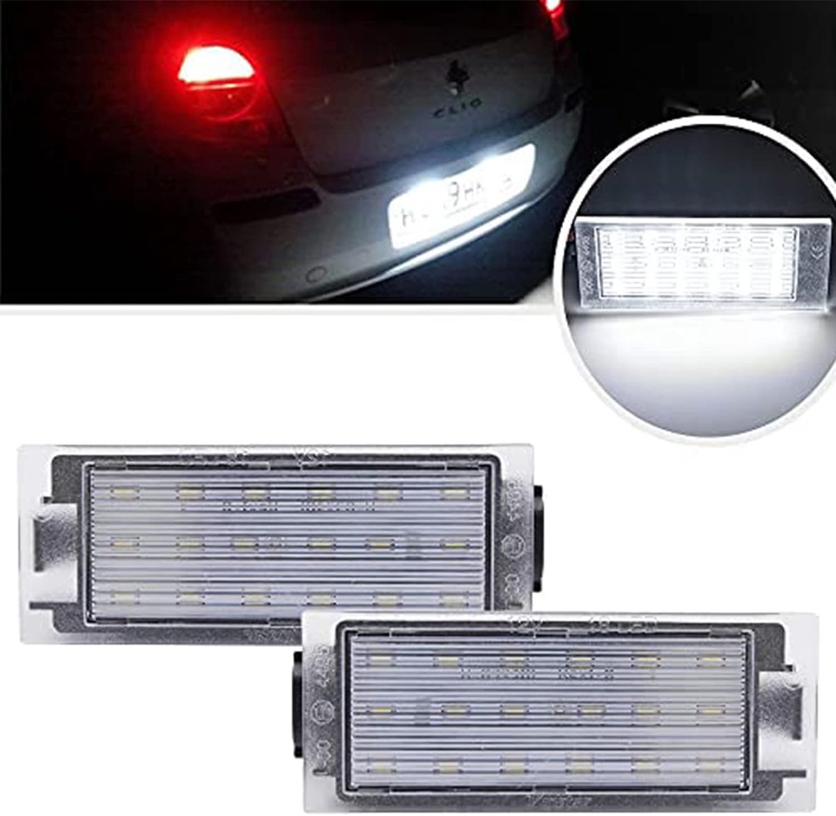 LED nummerplaat verlichting 2 stuks - waterdicht en hittebestendig - lange levensduur - voor Renault modellen - ShopVlot