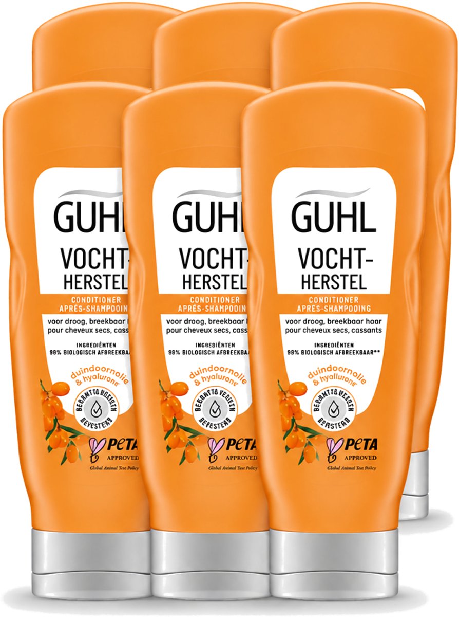 6 x Guhl - Crème Conditioner - Vochtbalans - 200 ml - Voordeelverpakking - 6 stuks