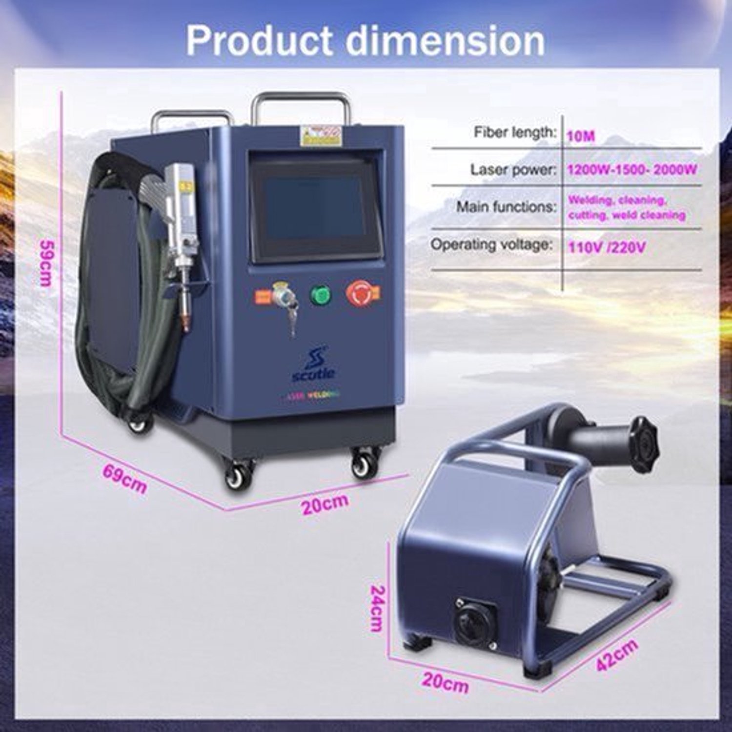 Laser Lasser Handheld - 2000 W Vermogen - Luchtkoeling - Koolstofstaallegering - 4 In 1 Snijmachine