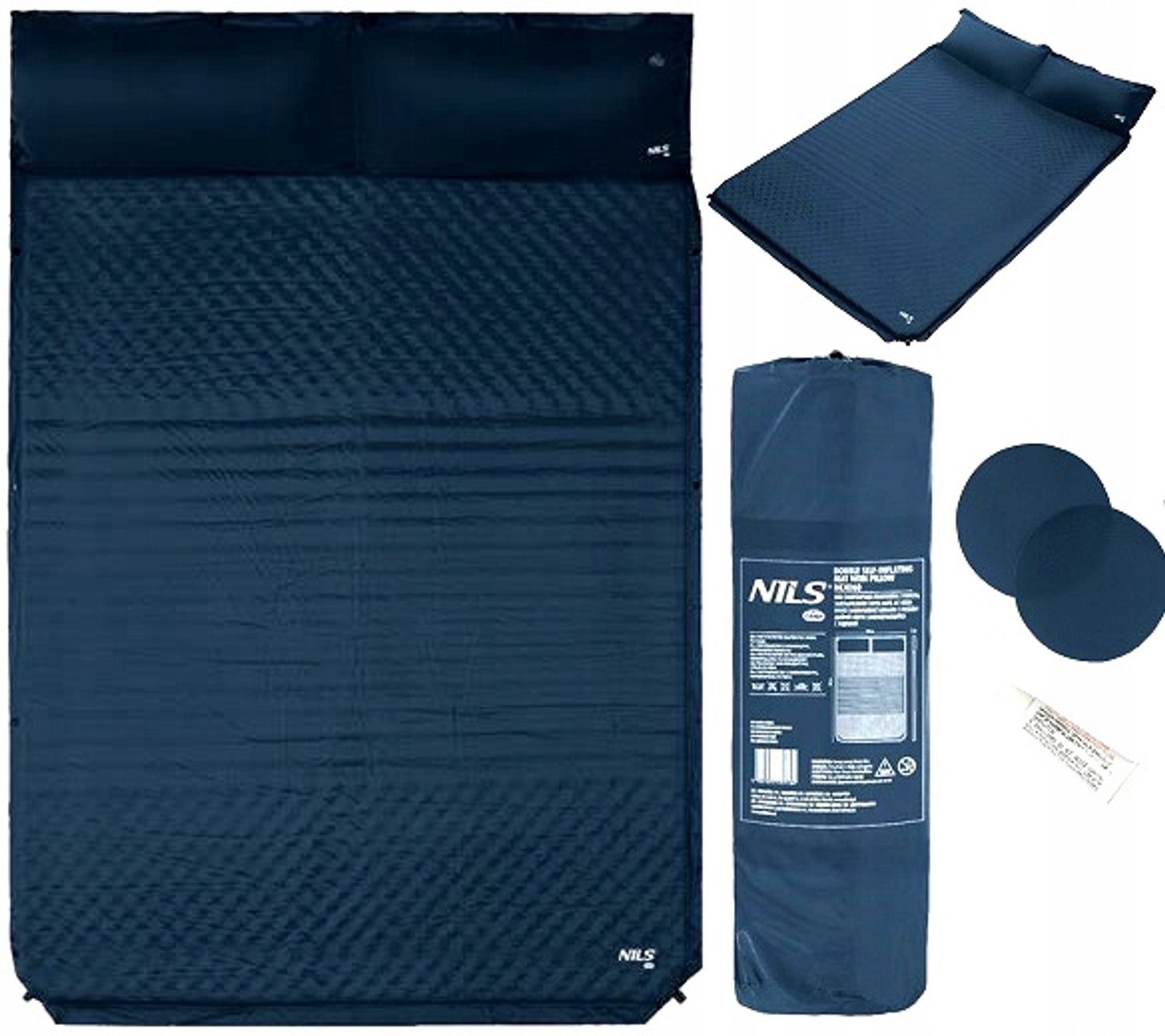 Nils Camp Dubbele Zelfopblaasbare Matras met Kussen - 186x130cm