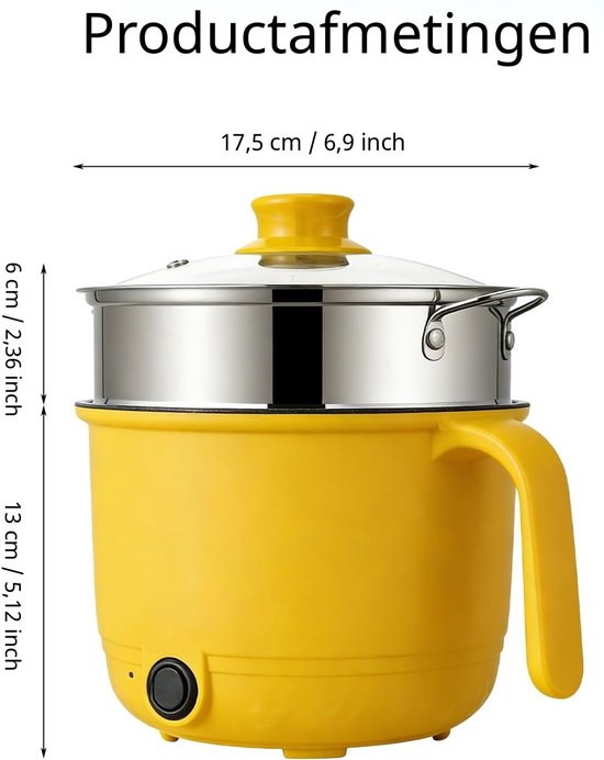 Warmara Hotpot - Elektrische Hotpot - Hot Pot - Geel - 20cm x 18cm x 14cm — afbeelding 3