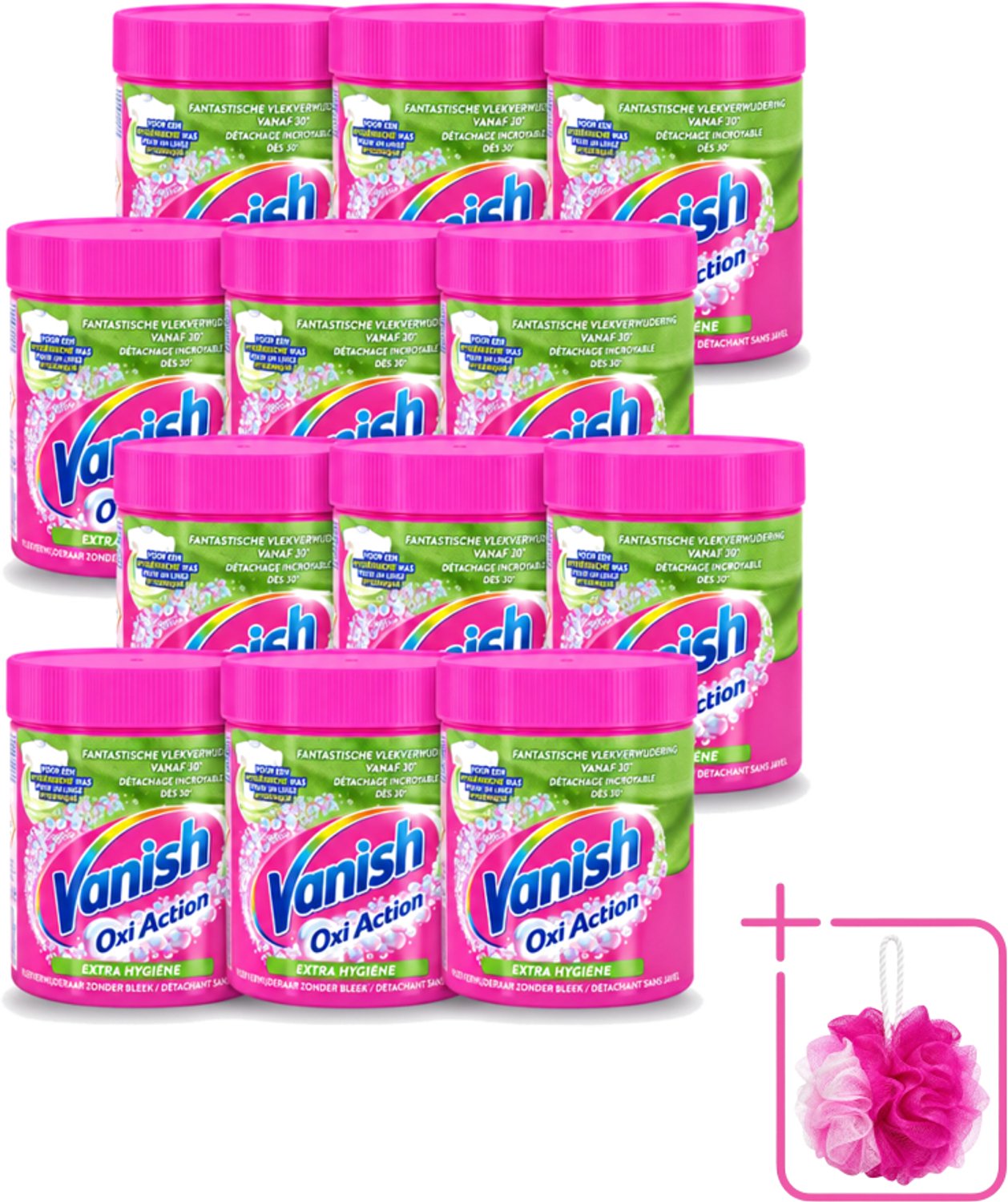 12 x Vanish Oxi Action - Extra Hygiene - Vlekkenverwijderaar Poeder - Zonder Bleek - Gekleurde Was - 470 Gram - Bulkverpakking - Wasmiddel - Douchemop - Vlekverwijderaar