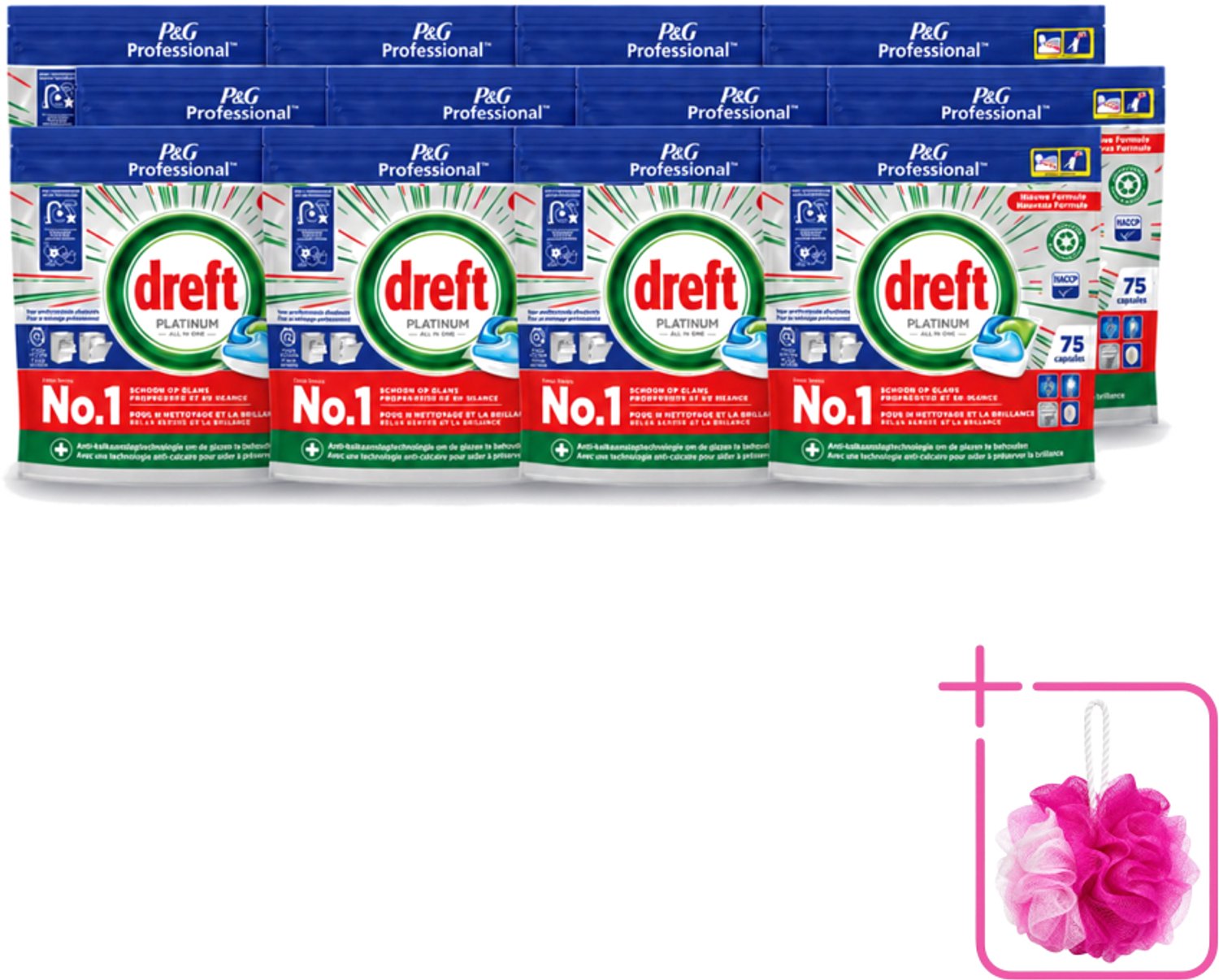 12 x Dreft Professional - Platinum - All In One - Vaatwascapsules - 75 Afwasbeurten - Bulkverpakking - Vaatwassen - Vaatwasser reinigen