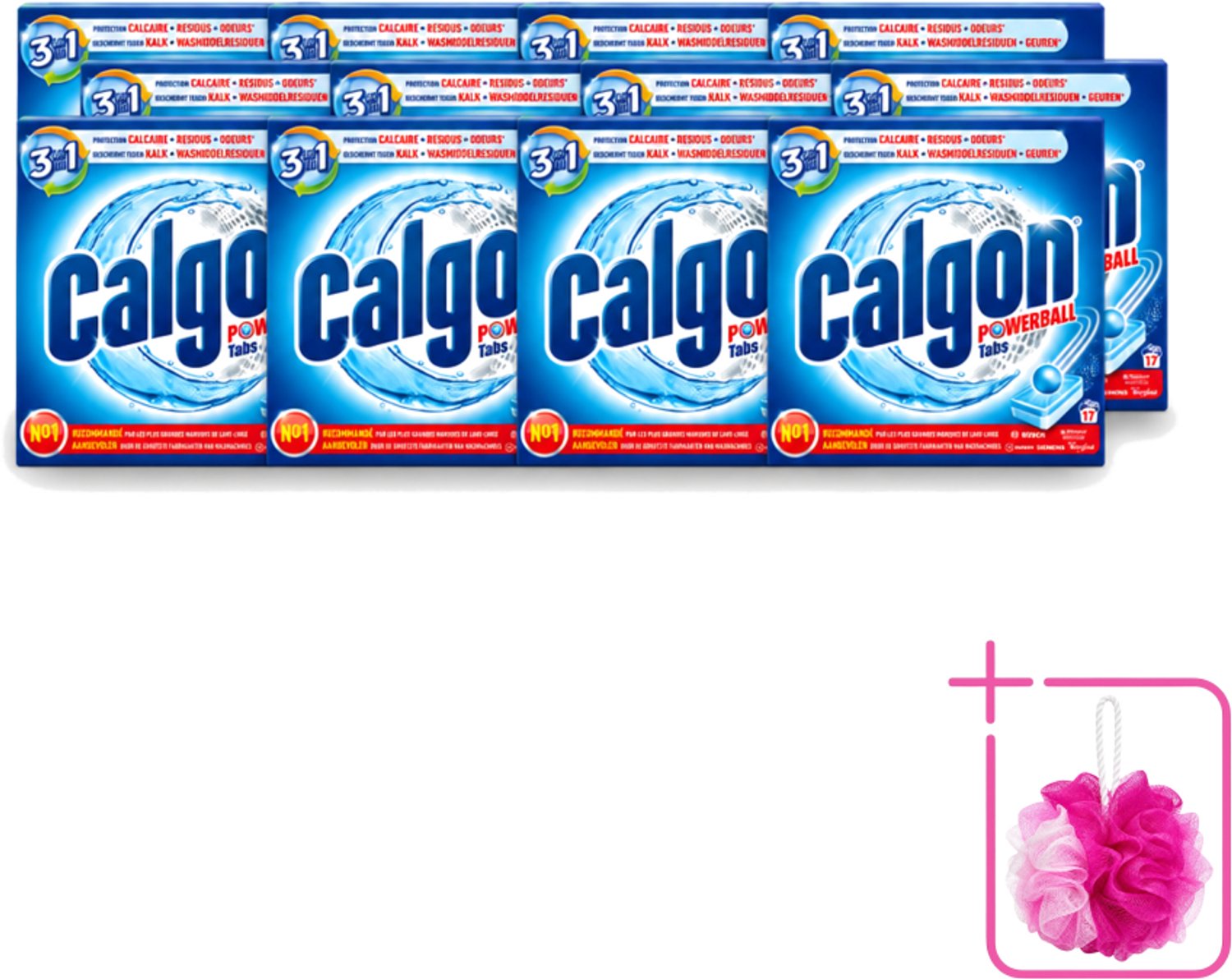 12 x Calgon - Ontkalkingsmiddel - Tegen Kalk, Wasmiddelresiduen & Geuren - 17 Tabletten - Bulkverpakking - Ontkalken wasmachine - Douchemop - Kalkvoorkomen