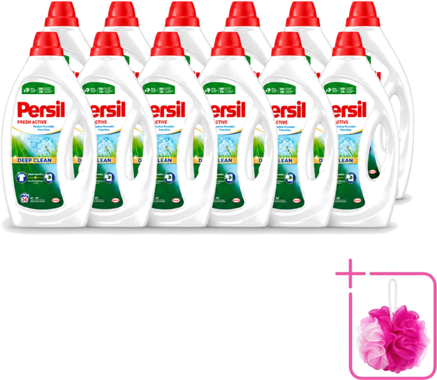 12 x Persil Fresh Active - Vloeibaar Wasmiddel - Witte en Gekleurde Was - Frisse Bries - 34 Wasbeurten - Bulkverpakking - Wasmiddel - Douchemop - Frisse bries