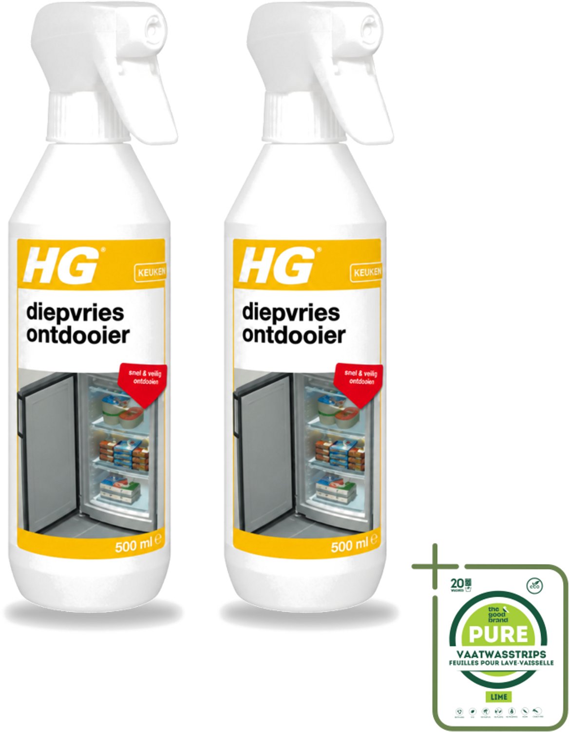 2 x HG - Diepvries Ontdooier - Snel & Veilig Ontdooien - 500 ml - Grootverpakking - Diepvries Ontdekker - Ijs Verwijderen - Vriezer Ontdekker - Ijs Verwijderen Diepvries - Ijs Ontdekker