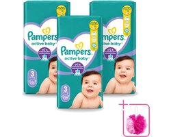 3 x Pampers – Luiers – Active Baby Maat 3 – 54 Luiers - Bulkverpakking - Baby luiers - Douchemop - Droge nachten