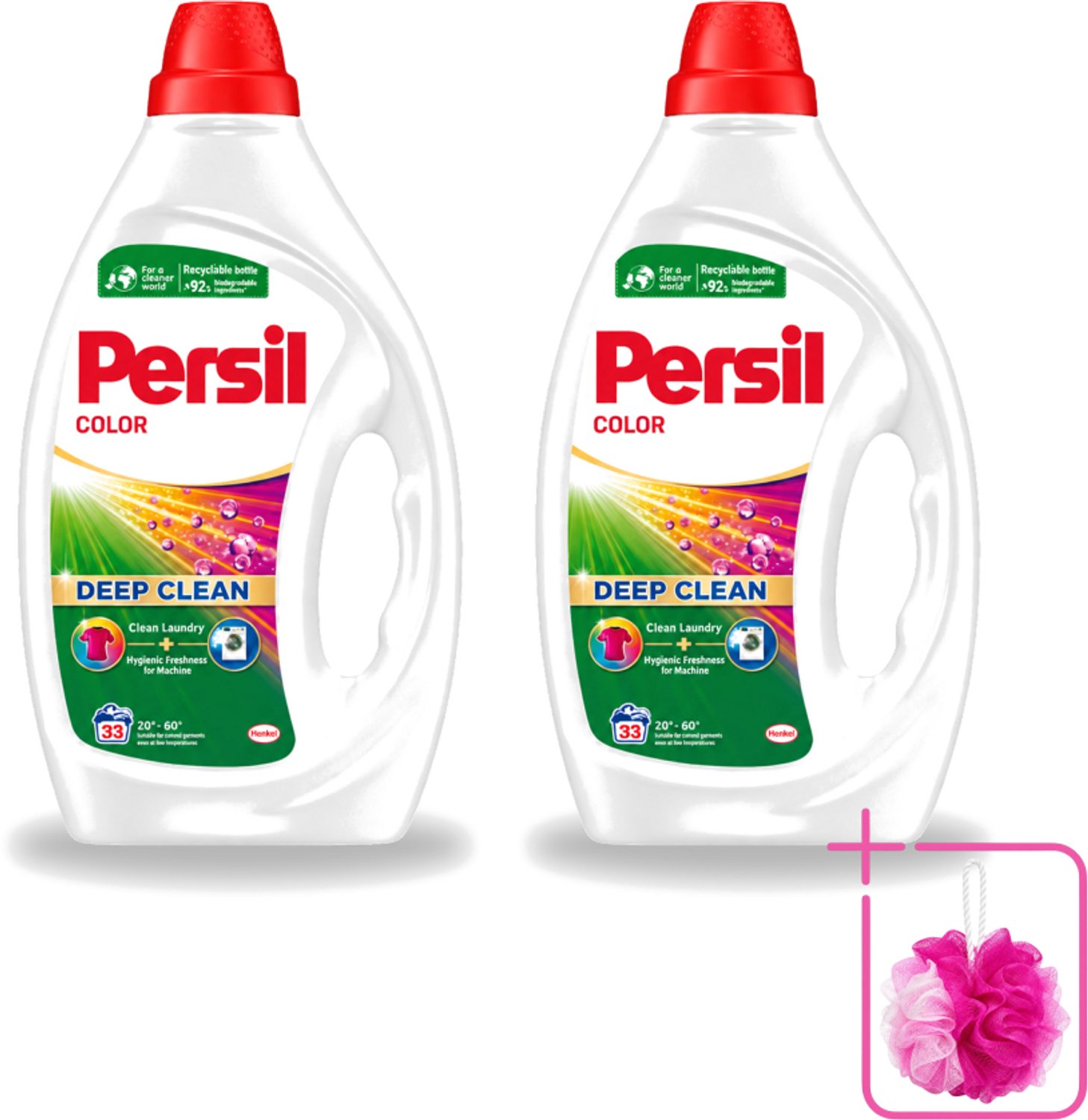 2 x Persil Color - Vloeibaar Wasmiddel - Gekleurde Was - 33 Wasbeurten - Bulkverpakking - Persil Color Gel - Douchemop - Vloeibaar wasmiddel