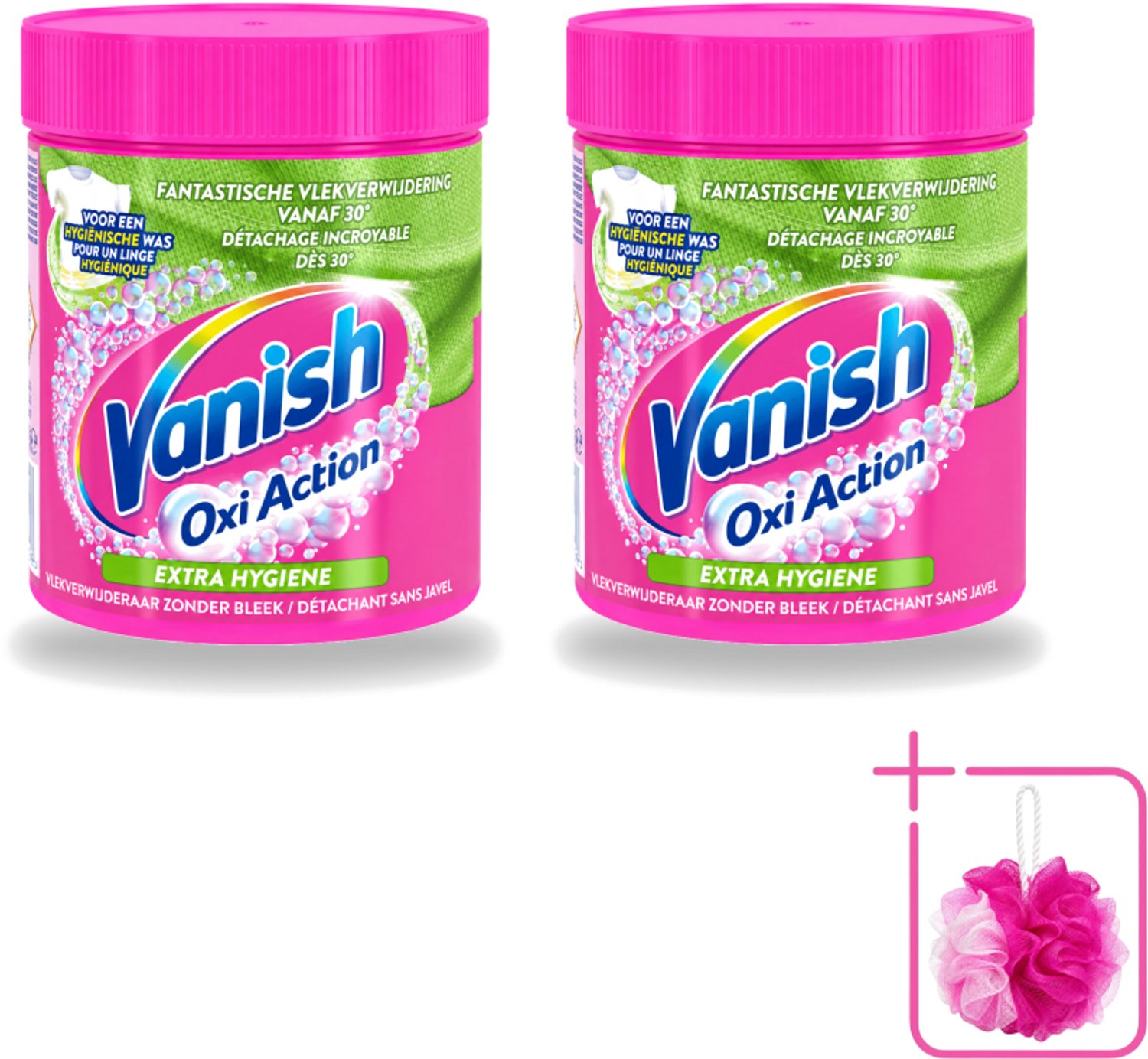 2 x Vanish Oxi Action - Extra Hygiene - Vlekkenverwijderaar Poeder - Zonder Bleek - Gekleurde Was - 470 Gram - Bulkverpakking - Wasmiddel - Douchemop - Vlekverwijderaar