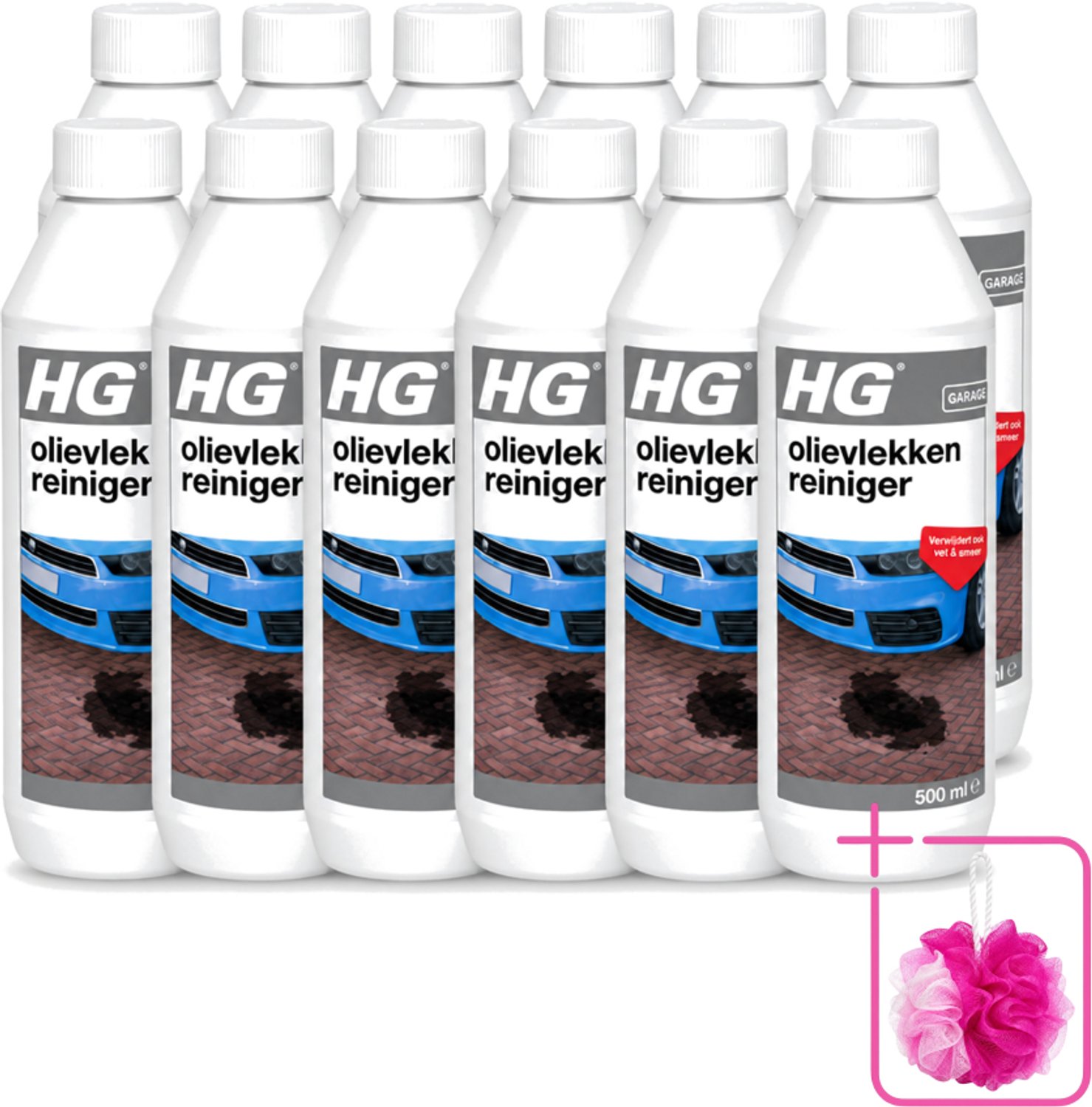 12 x HG - Olievlekkenreiniger - Verwijdert Ook Vet & Smeer - 500 ml - Bulkverpakking - Olievlekkenreiniger - Douchemop - Vetvlekken