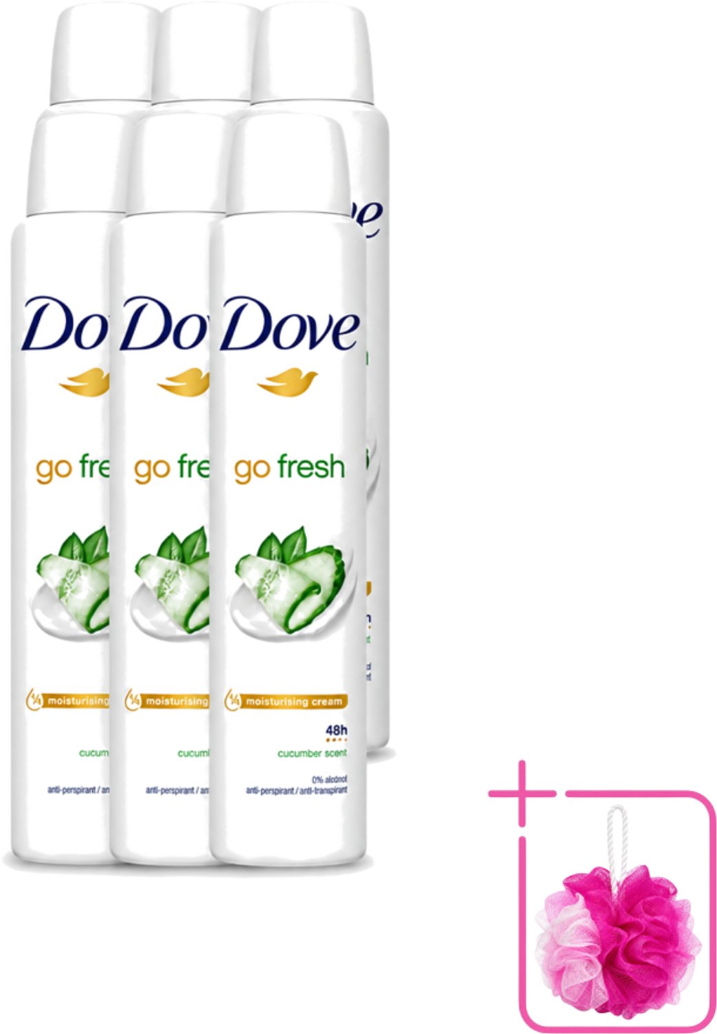 6 x Dove Go Fresh - Deospray - Groene Thee & Komkommer - 200 ml - Bulkverpakking - Dove Go Fresh Deospray Groene Thee & Komkommer - Douchemop - Frisheid