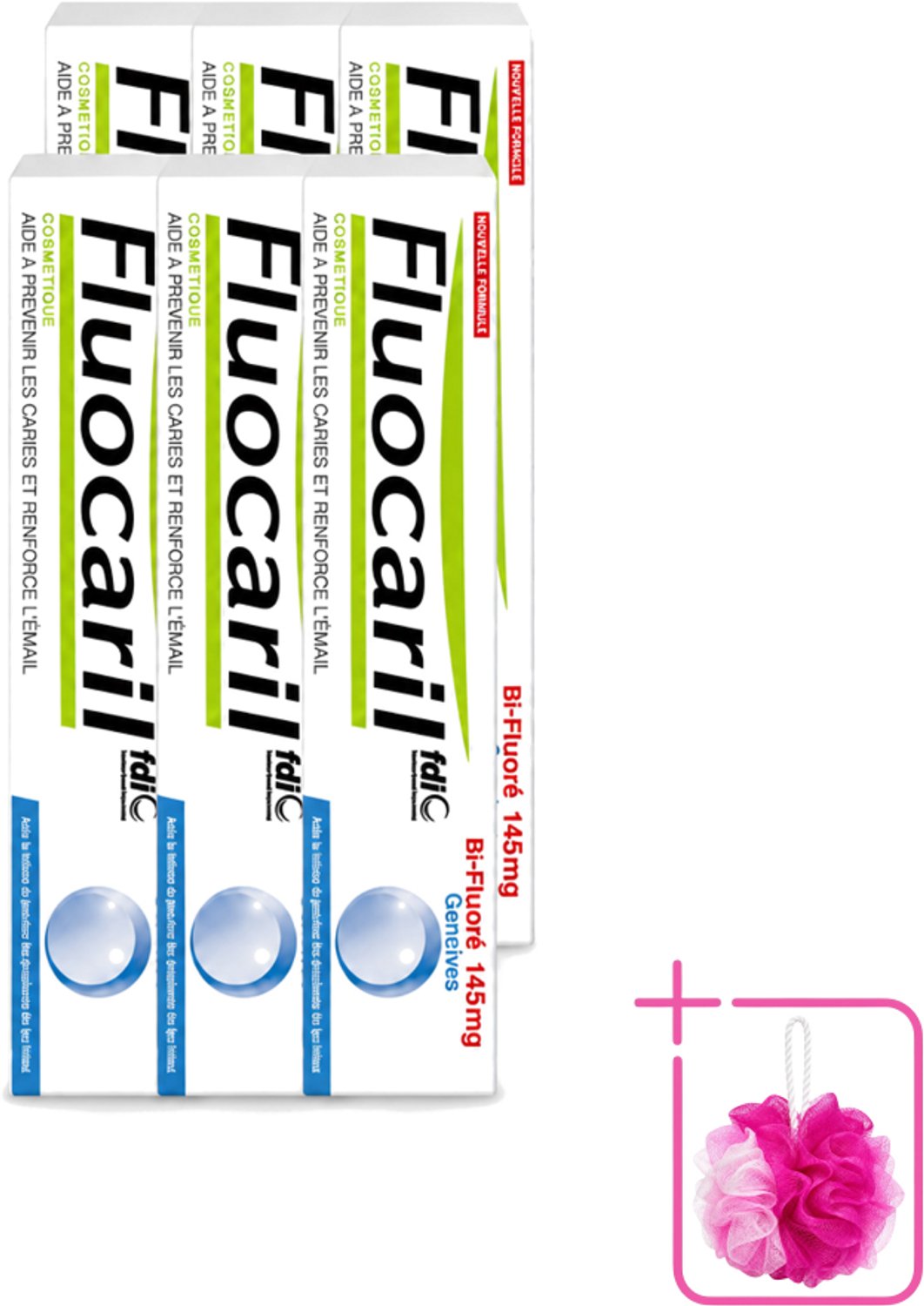 6 x Fluocaril - Tandpasta - Met Fluoride - 75 ml - Bulkverpakking - Fluoride tandpasta - Douchemop - Tanden beschermen