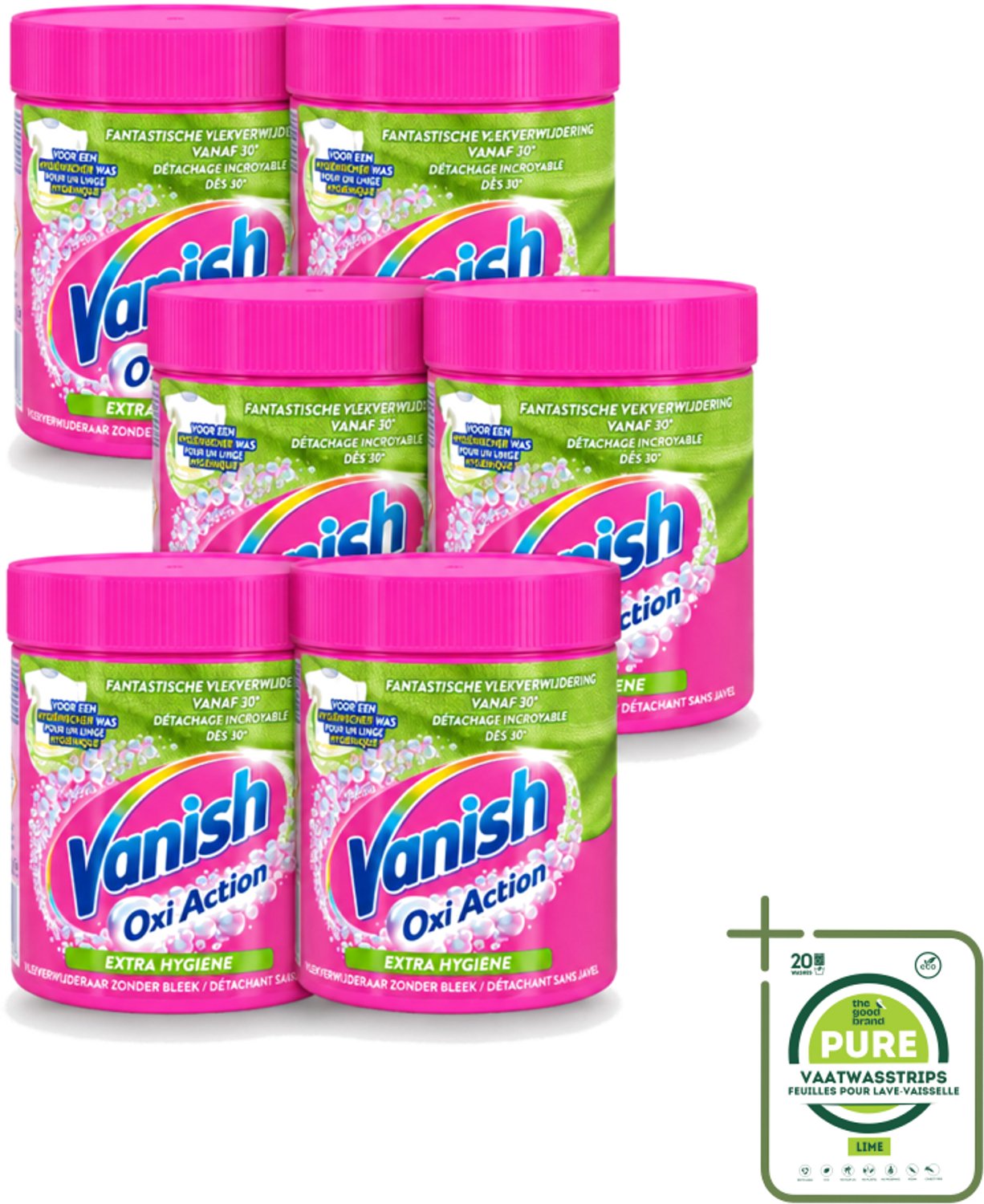 6 x Vanish Oxi Action - Extra Hygiene - Vlekkenverwijderaar Poeder - Zonder Bleek - Gekleurde Was - 470 Gram - Grootverpakking - Vaatwasstrips - Wasmiddel - Vlekverwijderaar - Hygiëne - Gekleurde Was - Wasbeurt