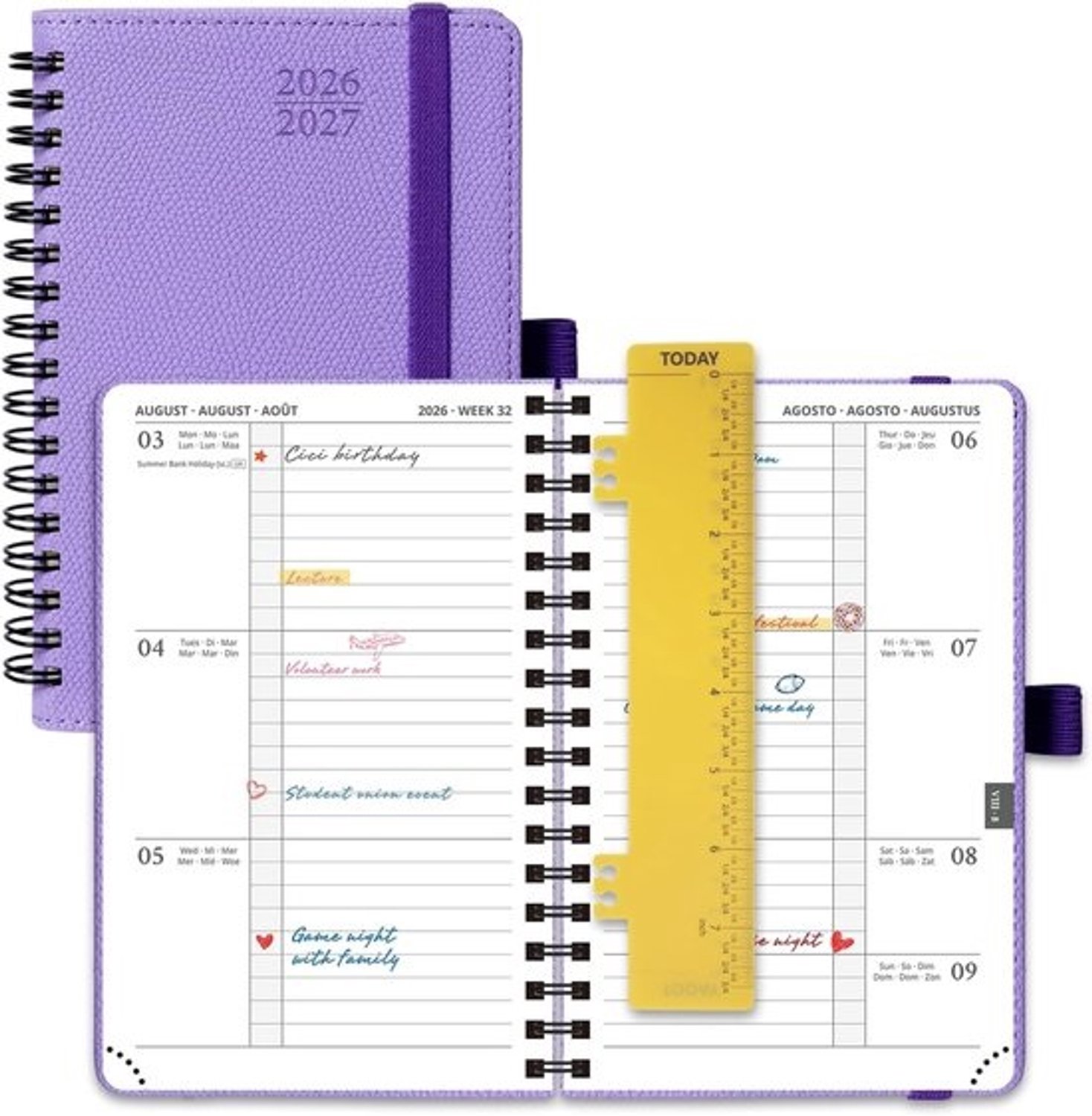 Agenda Pocket - Planner 2026 2027 - Afspraken Plannen - 17 Maanden Overzicht - A6 Formaat - Lavendel