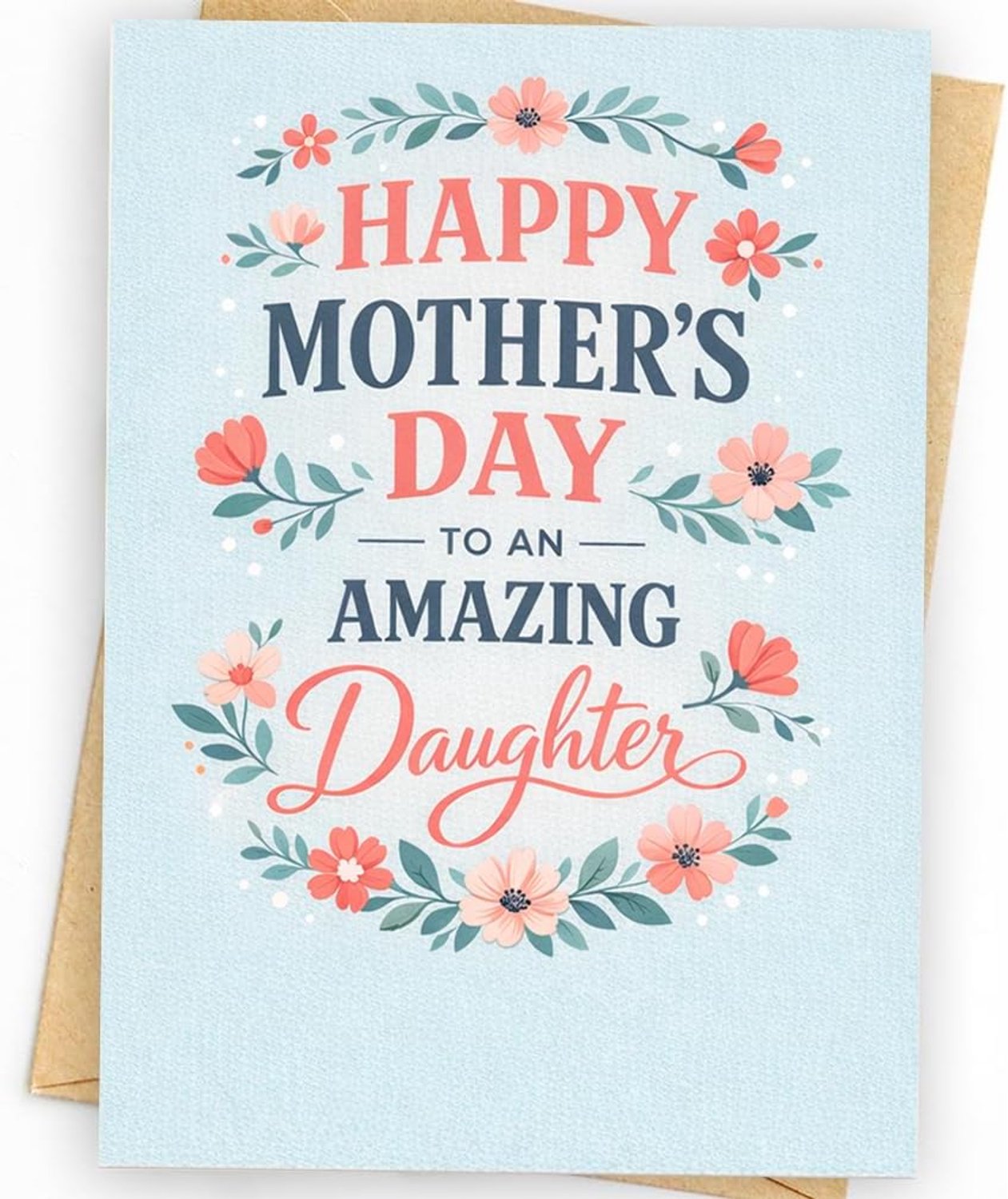 Moederdagkaart voor dochter - elegant bloemendesign - met envelop - persoonlijke boodschap mogelijk - ShopVlot