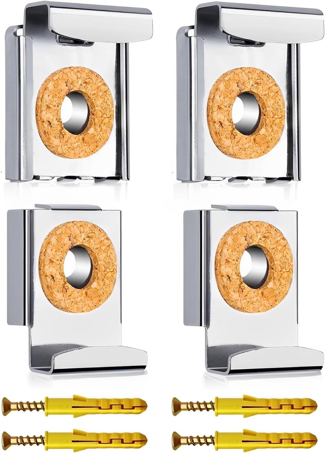 Spiegelmontagebeugels 1 Set (4 Stuks) - Hoogte verstelbaar - Stalen en kurken clips - ShopVlot