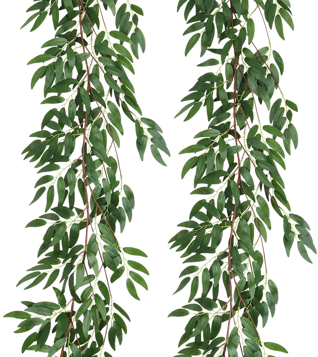 RECUTMS 2 stuks nep-wilgenbladeren wijnstokken 15 cm kunstmatige hangende groene slinger faux klimop twijgen planten - ShopVlot
