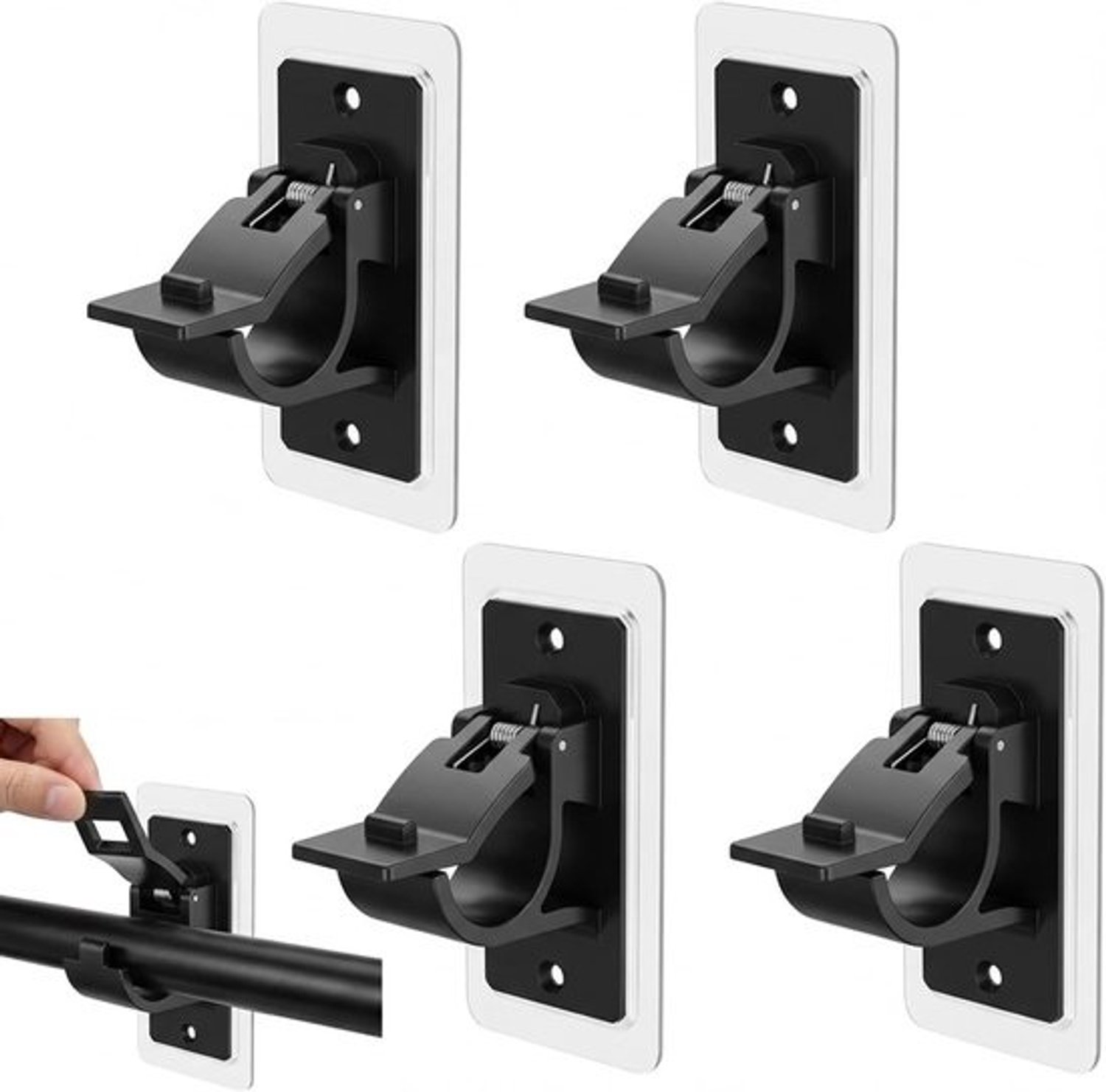 Set van 4 Verstelbare Zelfklevende Gordijnroede Beugels zonder Boren voor Woonkamer, Slaapkamer en Badkamer - Ideaal voor Makkelijk Monteren en Verplaatsen