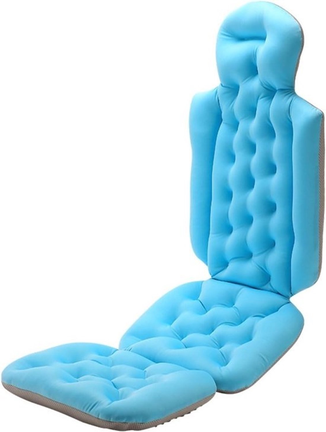 Badkussen Hele Lichaam - Luxe Zacht Kussen - Ontspannen in Bad - Krachtige Zuignappen - 38 x 127 cm - Blauw