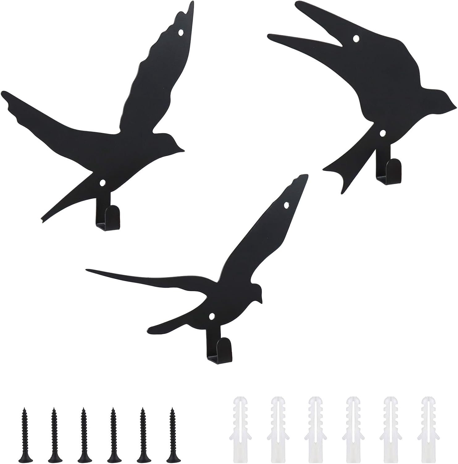 Kledinghaak muur - zwart - vogelmotief - stijlvolle opbergruimte - ShopVlot