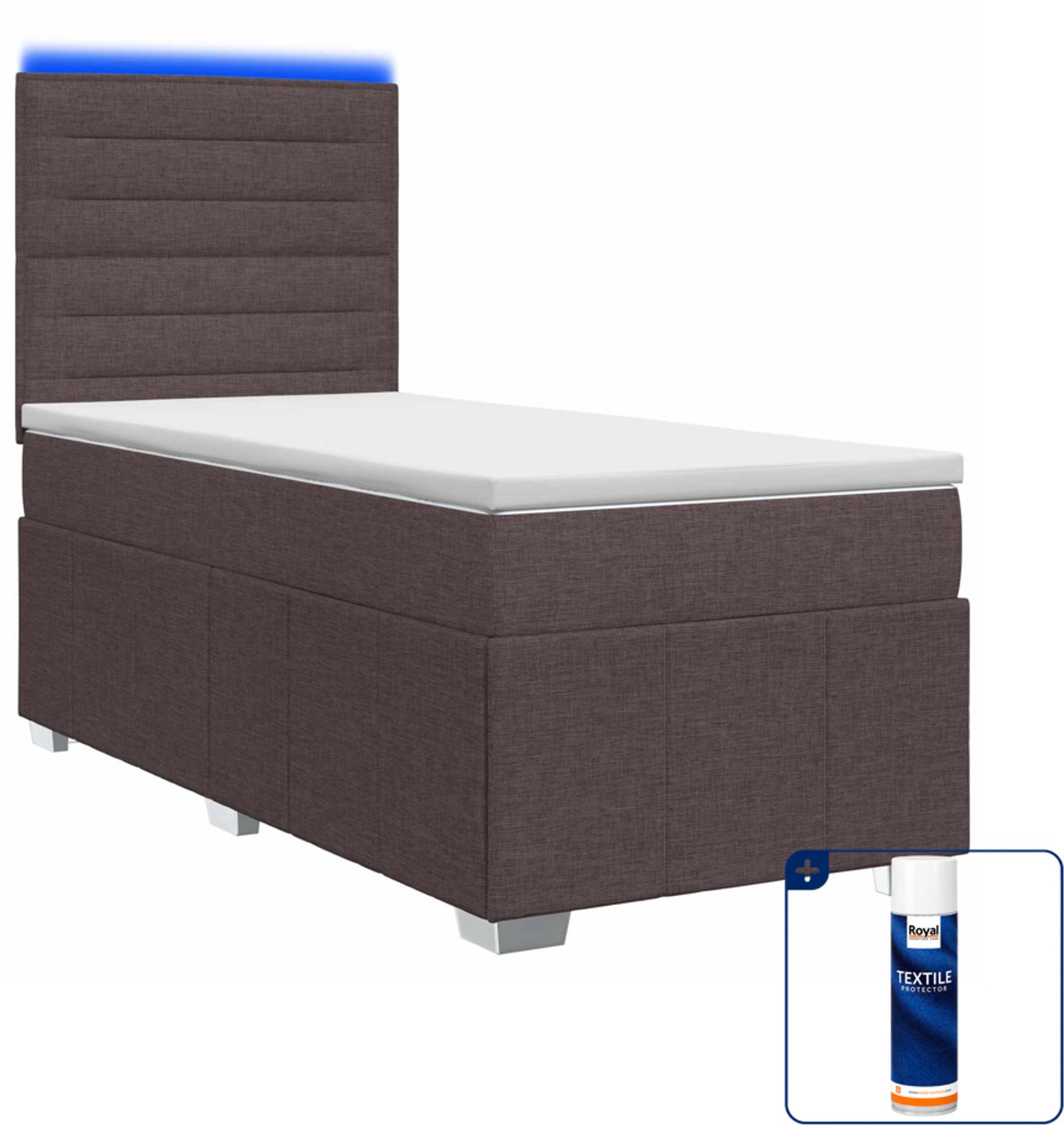 vidaXL boxspring met matras - 100 x 200 cm - donkerbruin - Inclusief textielbeschermer 500 ml