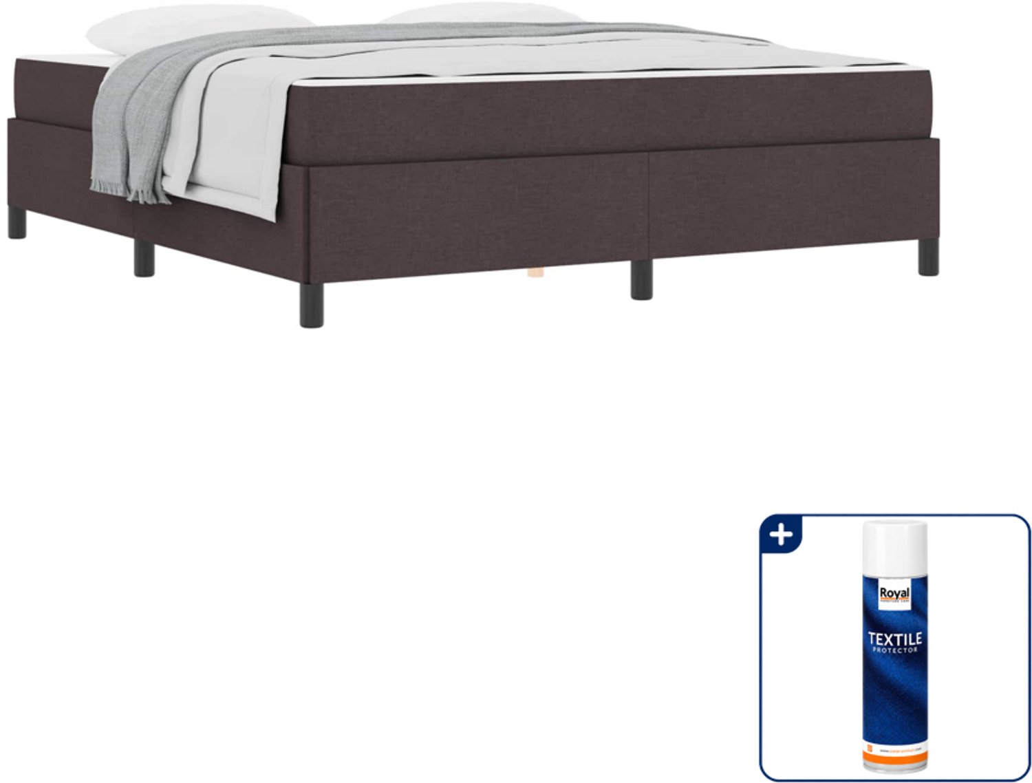 vidaXL boxspringbed - Kingsize - 180 x 200 cm - donkerbruin - Inclusief textielbeschermer 500 ml