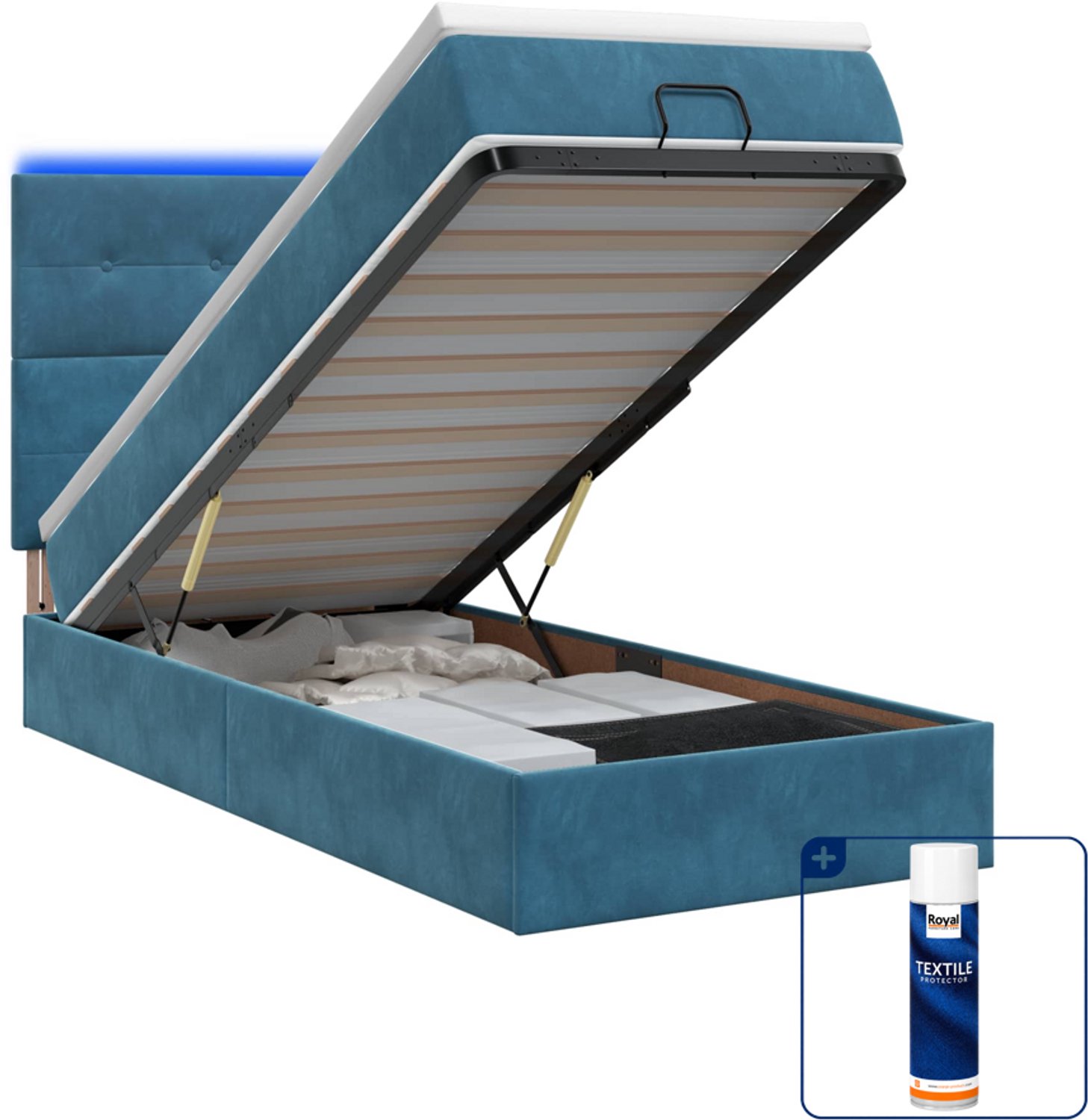 vidaXL ottoman bed - 80 x 200 cm - donkerblauw - Inclusief textielbeschermer 500 ml