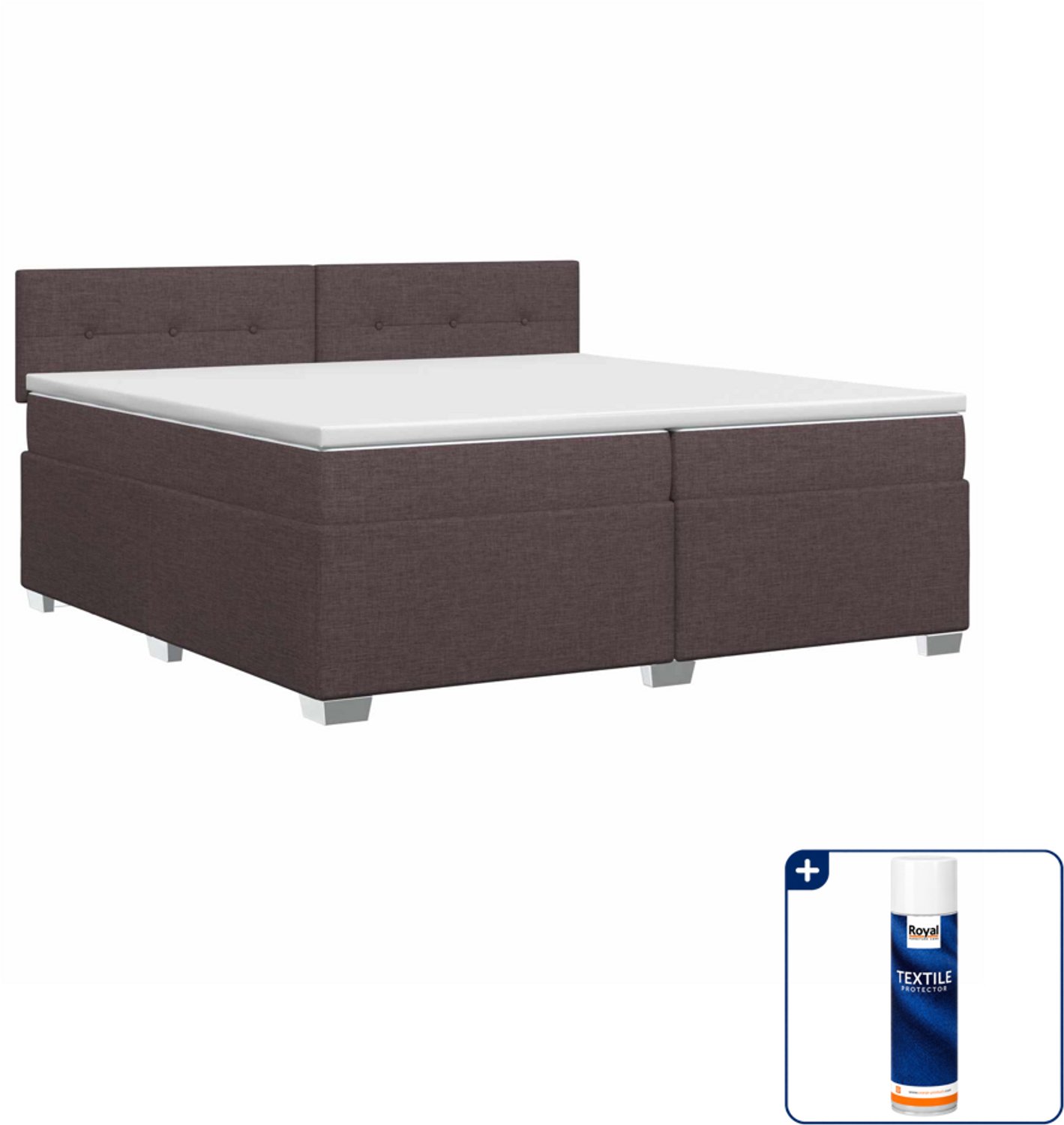 vidaXL boxspringbed - 200 x 200 cm - stof - donkerbruin - Inclusief textielbeschermer 500 ml