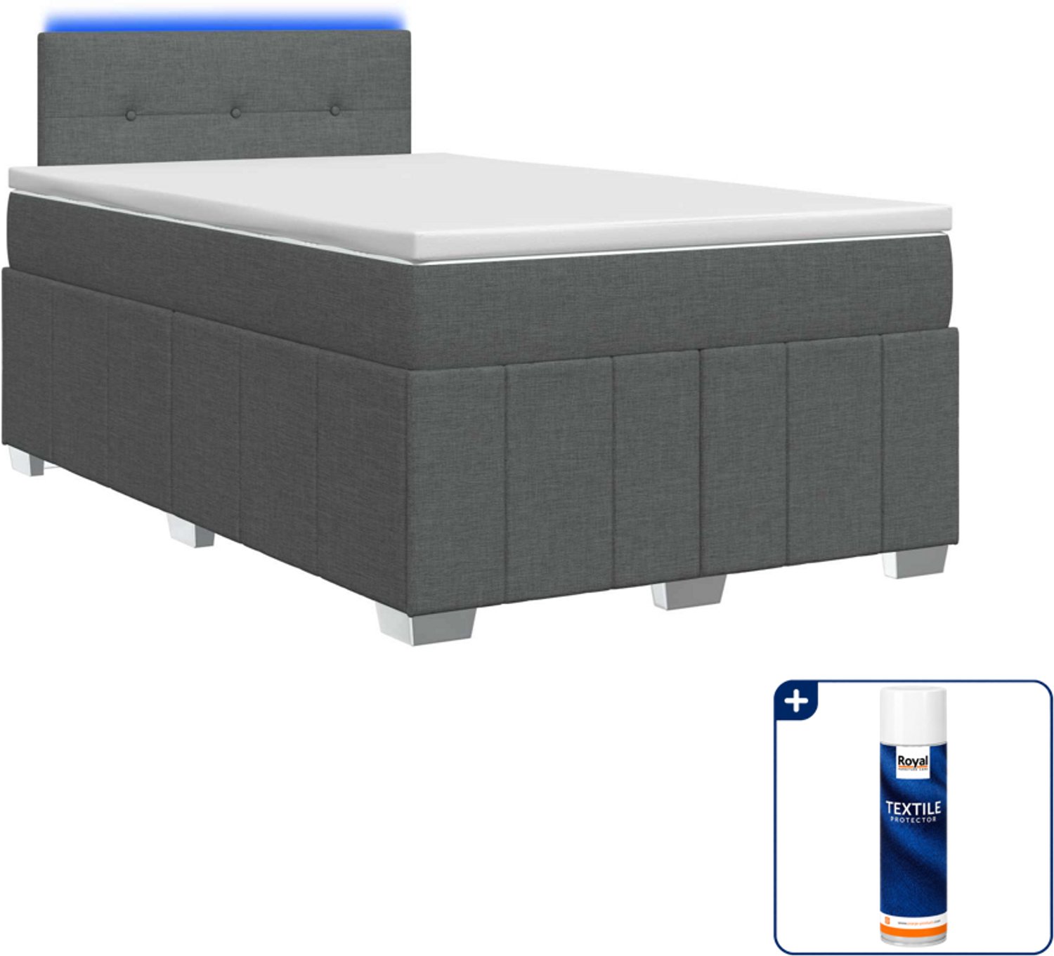 vidaXL Boxspringbed met matras - 120 x 190 cm - donkergrijs - Inclusief textielbeschermer 500 ml Donker Grijn