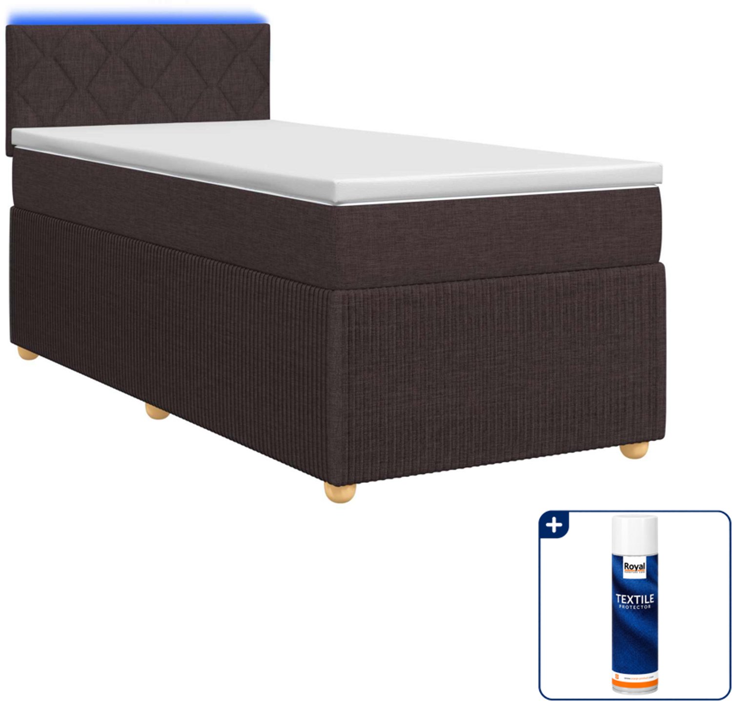 vidaXL boxspringbed met matras - 90 x 190 cm - donkerbruin - Inclusief textielbeschermer 500 ml