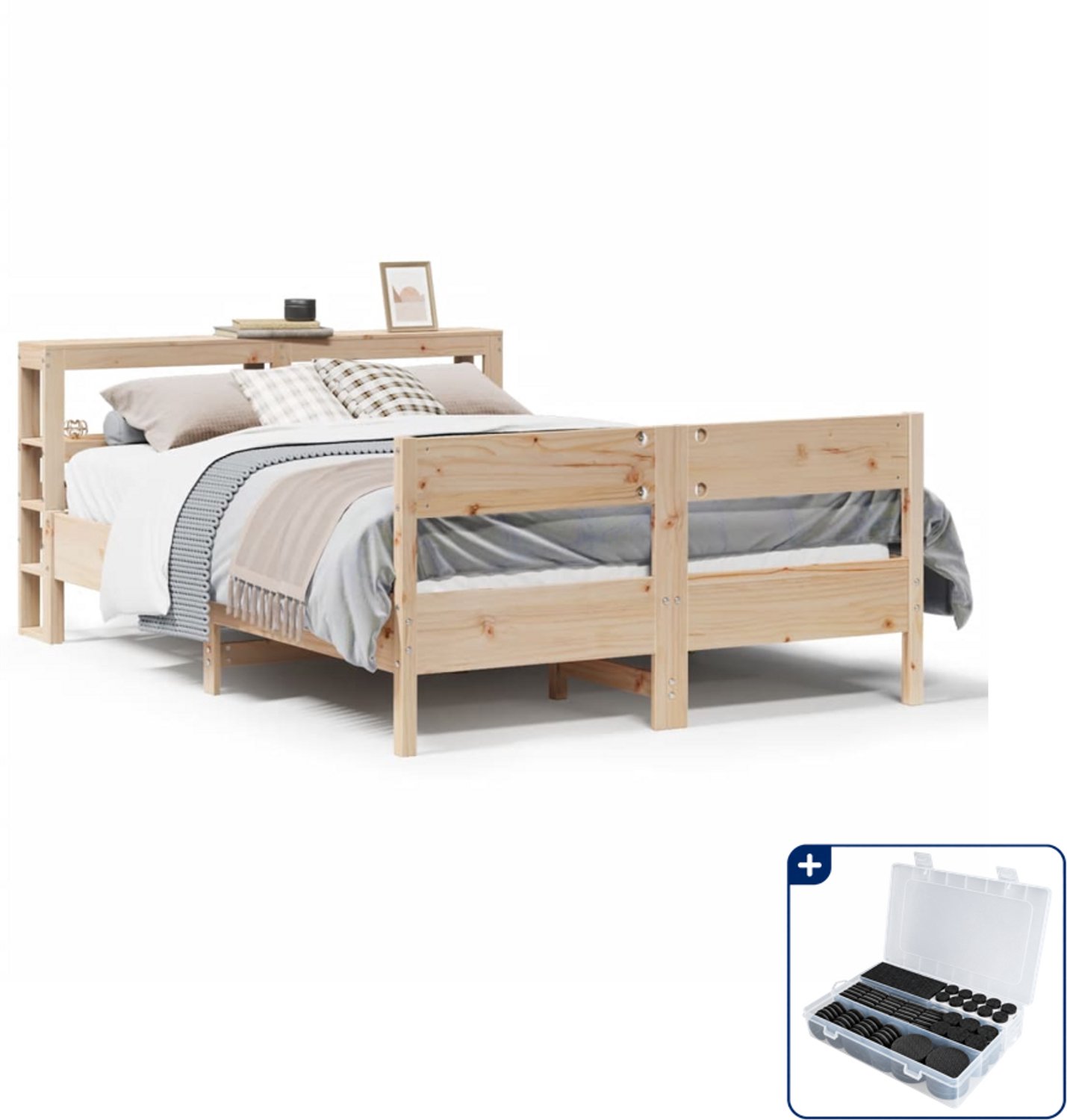 vidaXL bedframe - 120 x 200 cm - massief grenenhout - Inclusief antikrasvilt 177-delig Bruin