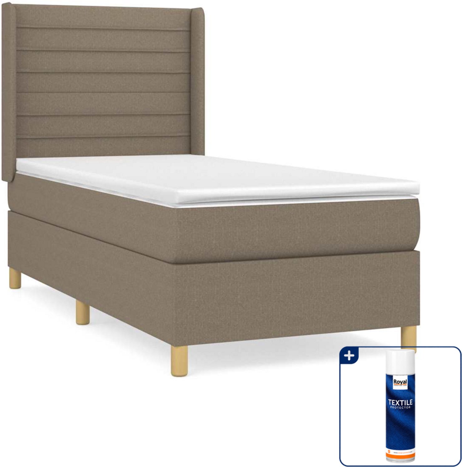vidaXL boxspring met matras 90 x 190 cm - taupe - Inclusief textielbeschermer 500 ml