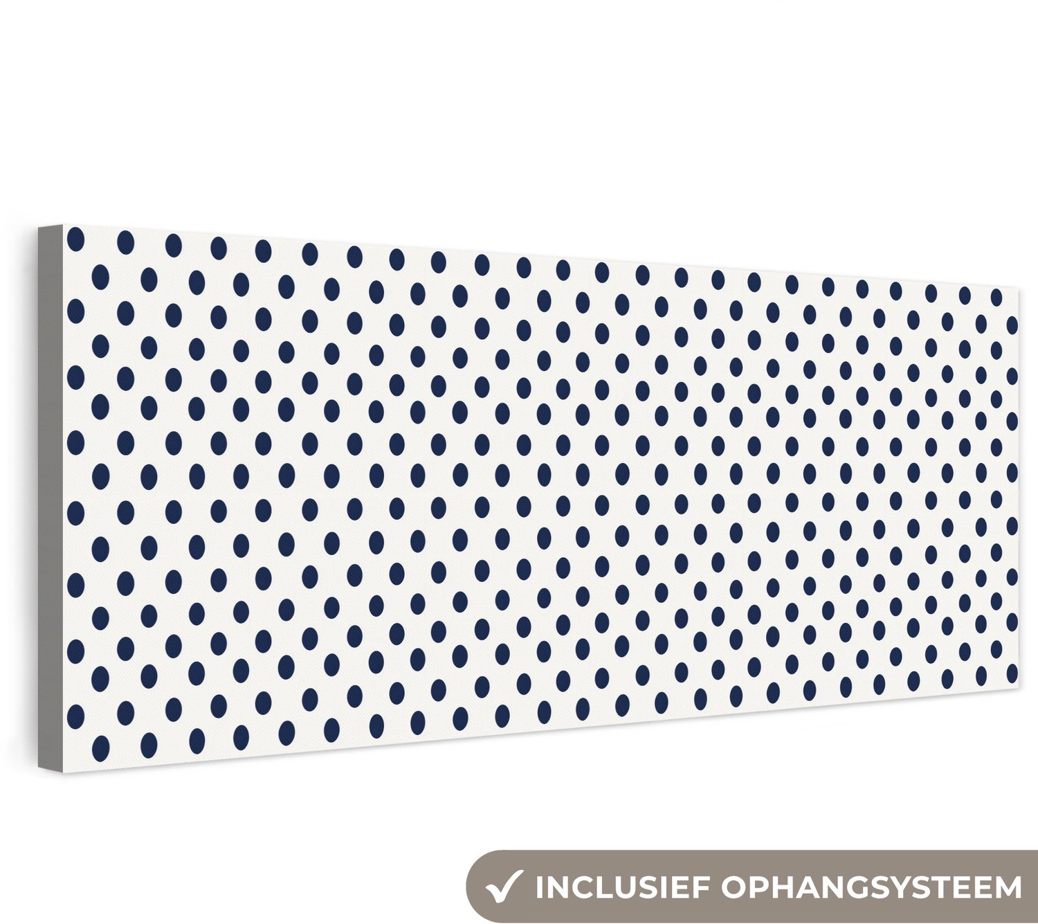 Canvas schilderij 150x50 cm - Exclusieve wanddecoratie Klassiek - Stippen - Blauw - Muurdecoratie woonkamer - Slaapkamer decoratie - Kamer accessoires - Schilderijen op canvas groot XXL