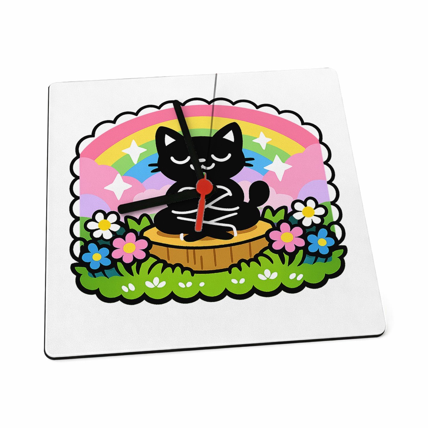Mr Cadeautjes Klok 19 x 19 - design Een vrolijke, assertieve stickerstijl met een andere houding | cadeau Wit
