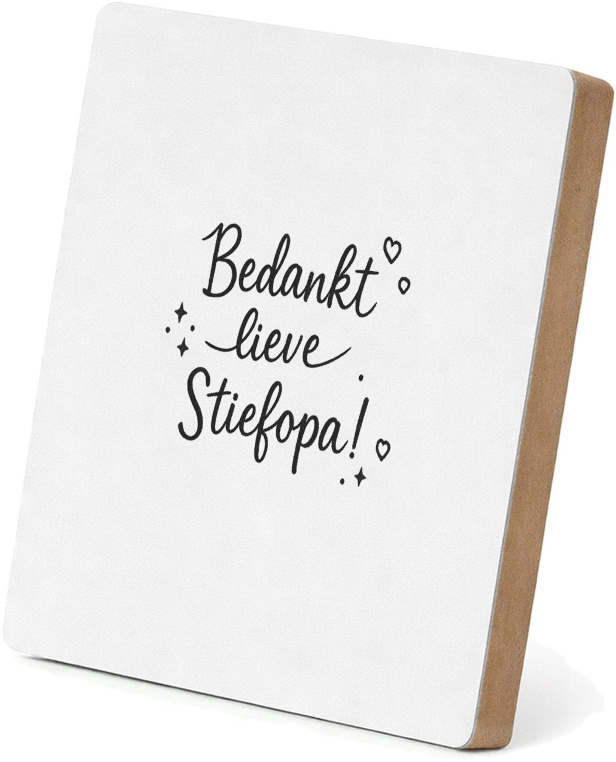 Mr Cadeautjes MDF staande fotolijst 15,2 x 15,2 - design Persoonlijk bedankje voor een stiefopa in speelse, sobere ty | cadeau Wit